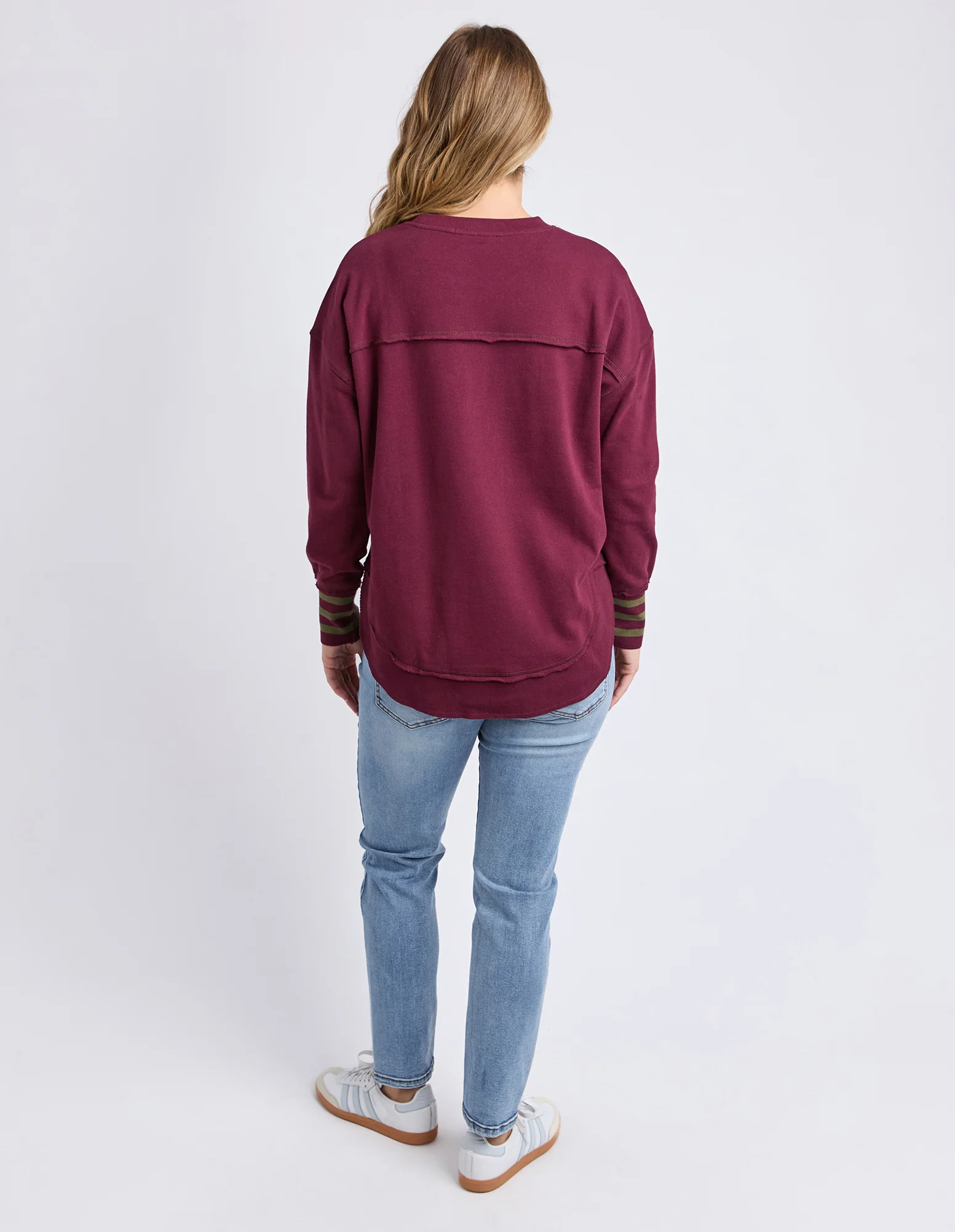 Alex Stripe Cuff Crew Windsor Wine - Image 3