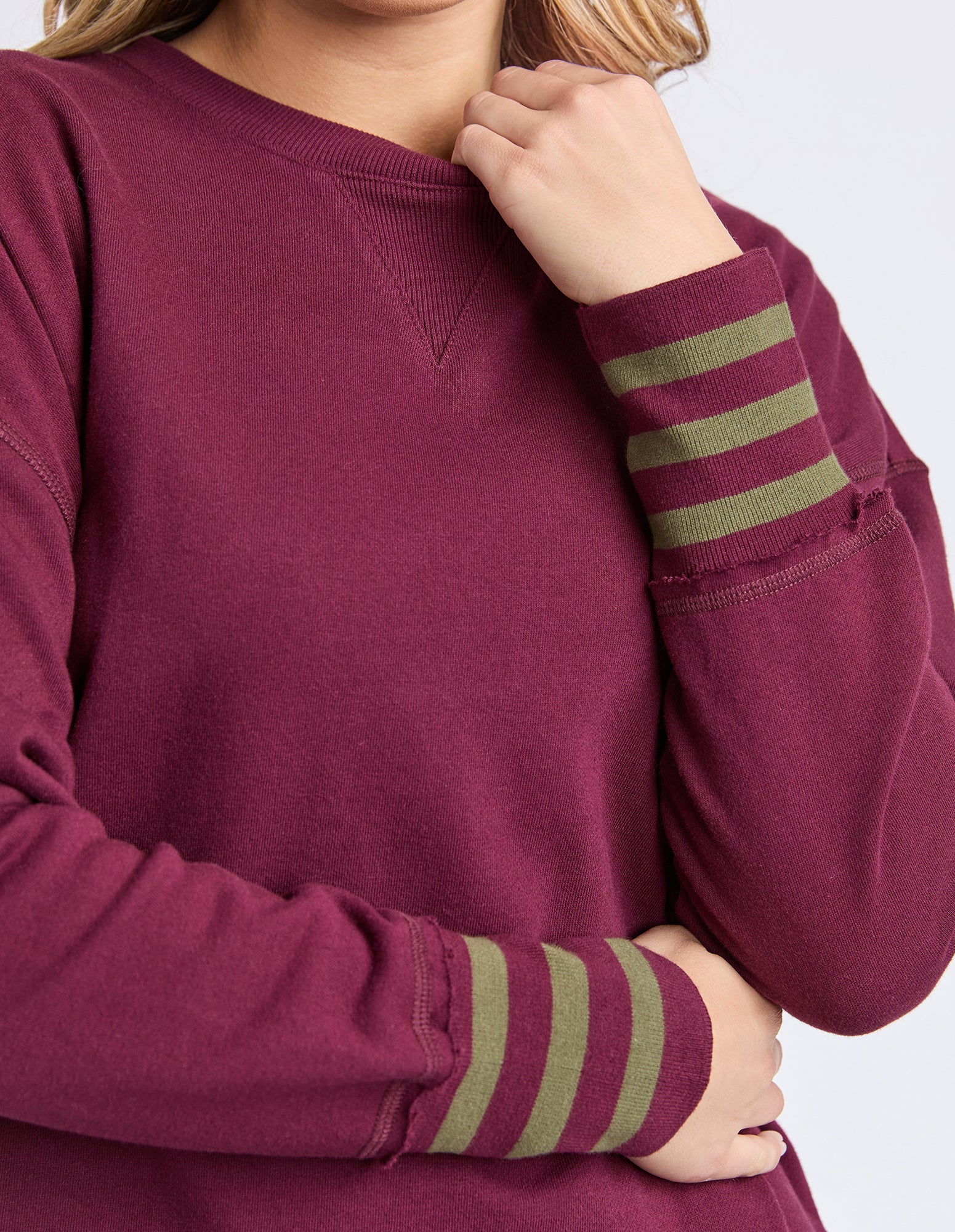 Alex Stripe Cuff Crew Windsor Wine - Image 5