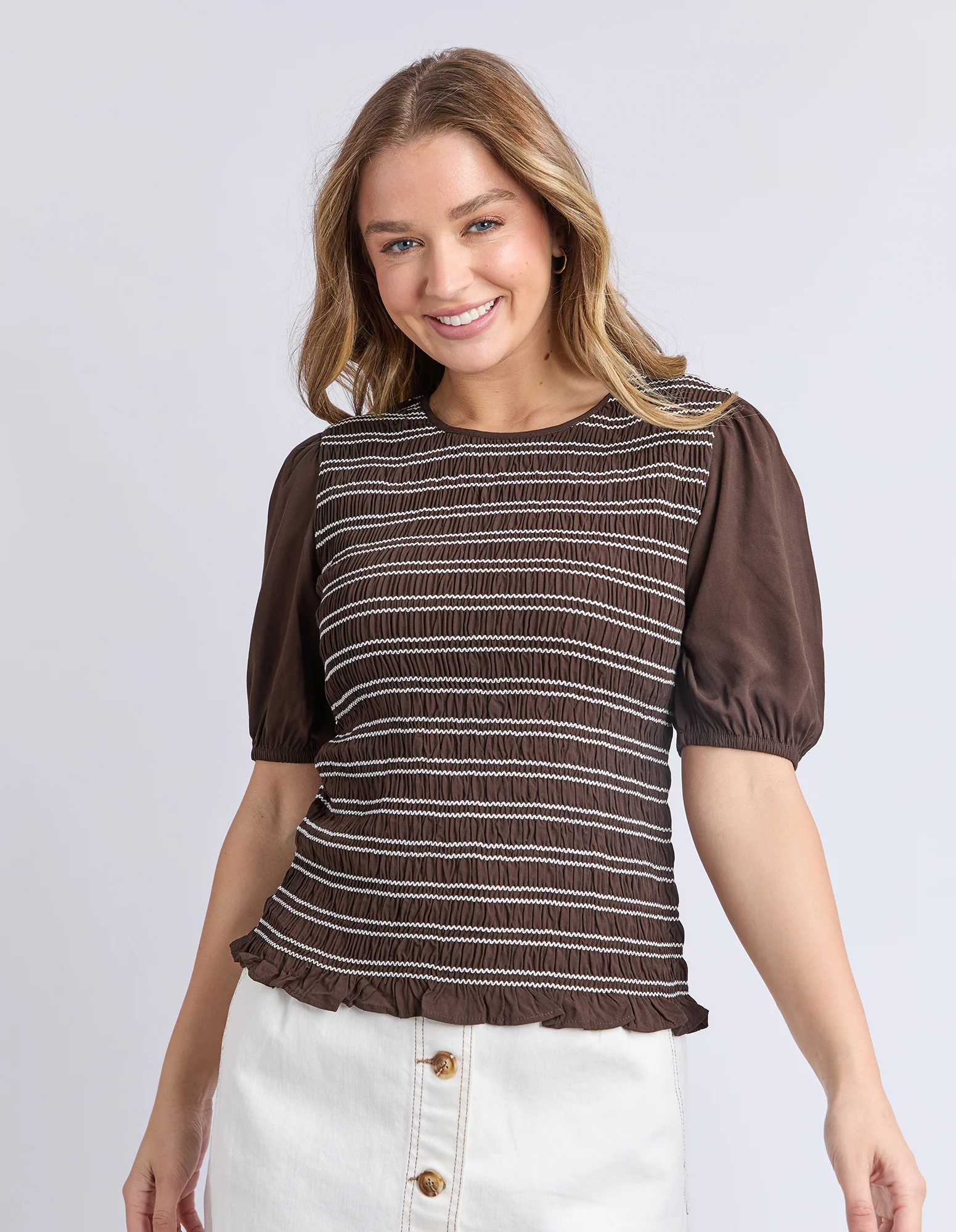 Aria Shirred Top Chocolate