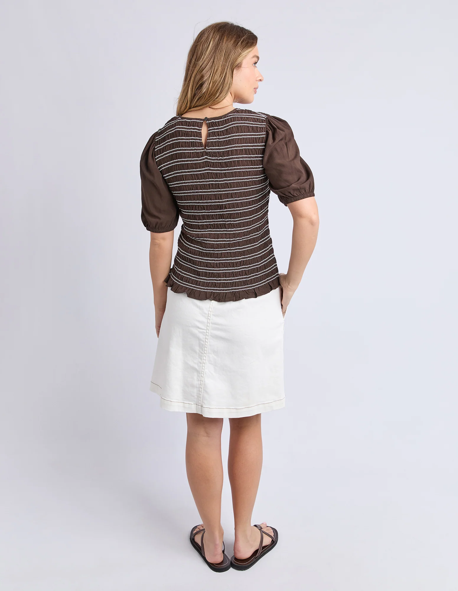 Aria Shirred Top Chocolate - Image 3