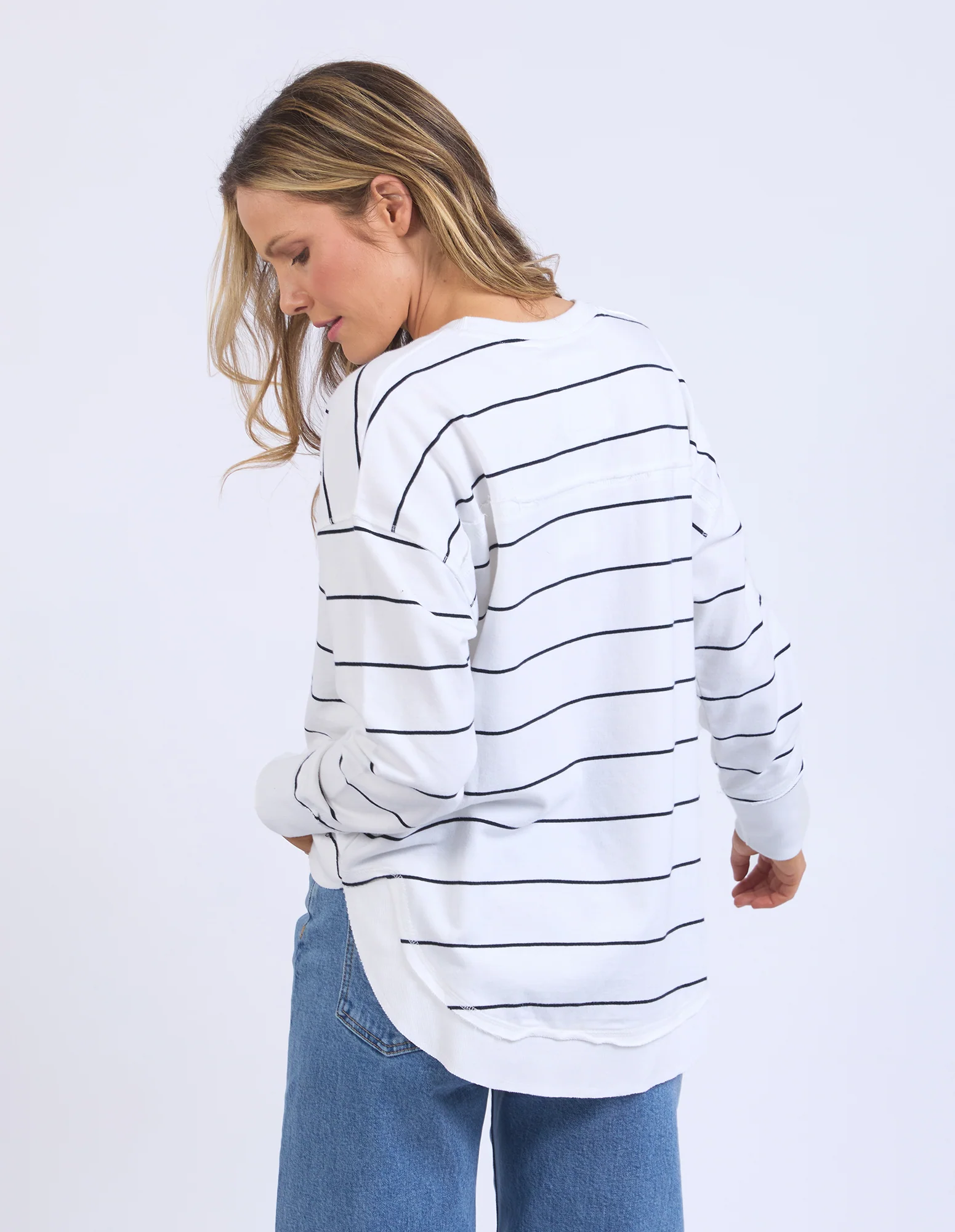 Classic Stripe Simplified Crew White/Navy - Image 3