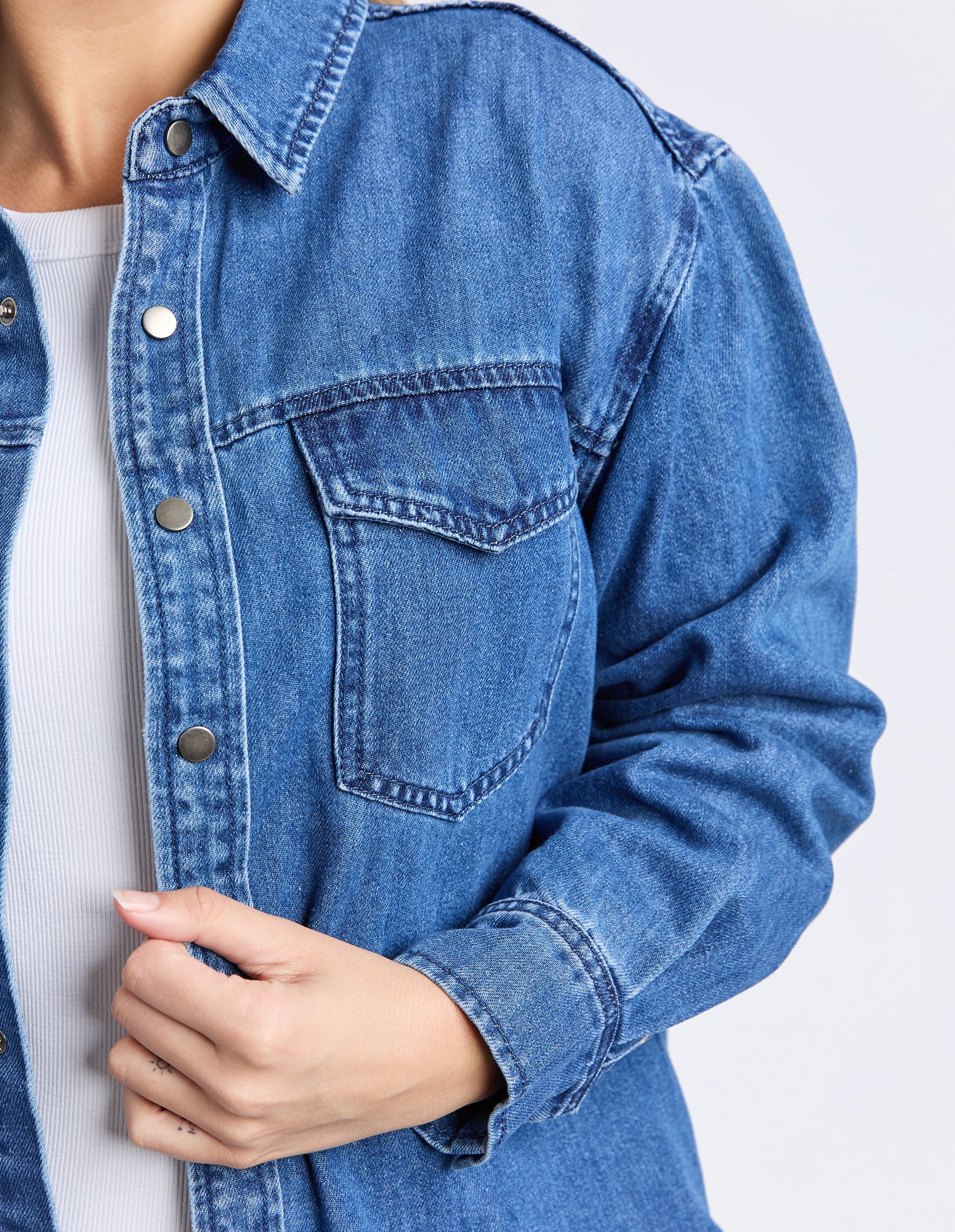 Daisy Overshirt Mid Blue - Image 6