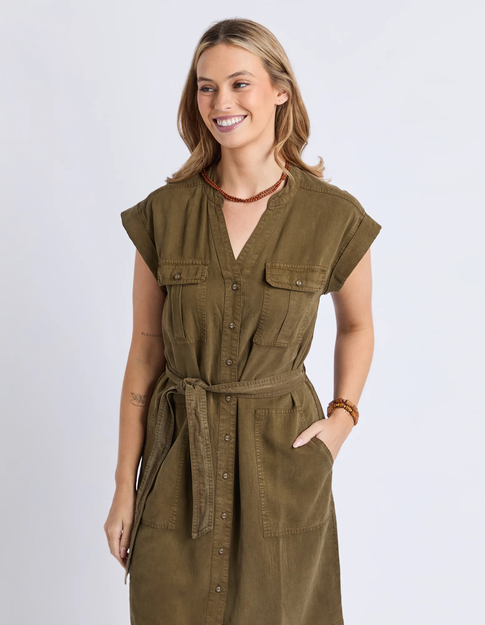 Dakota Dress Dark Olive - Image 3