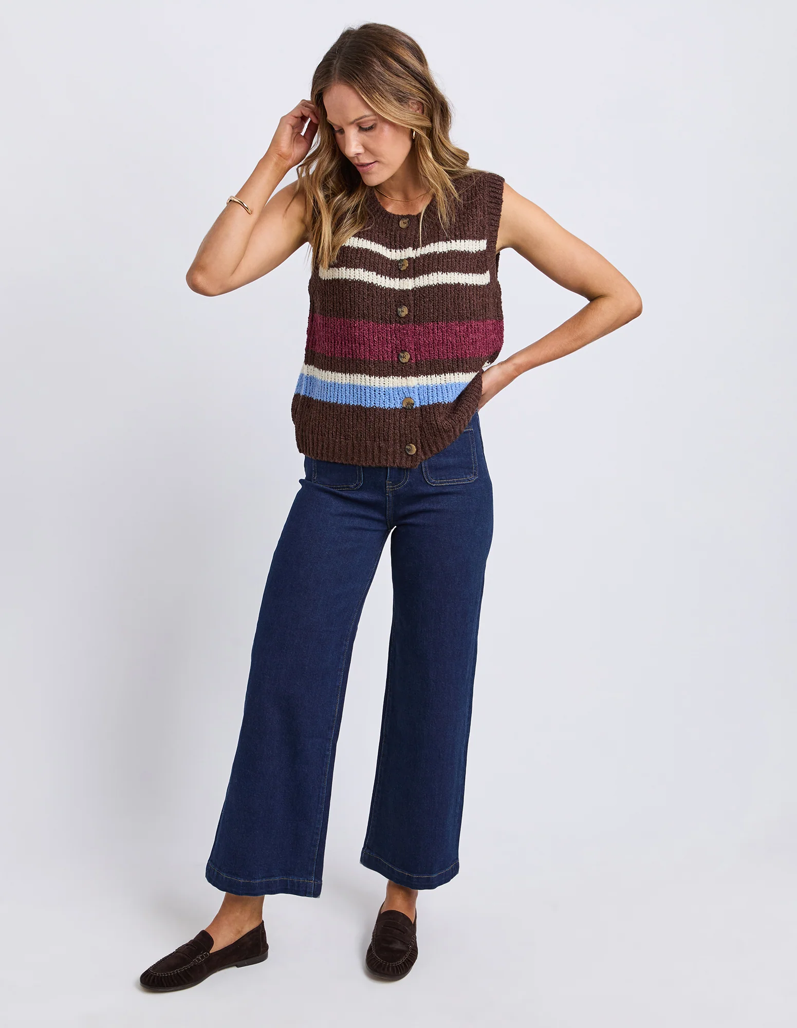 Delta Stripe Knit Chocolate Multi Str - Image 3