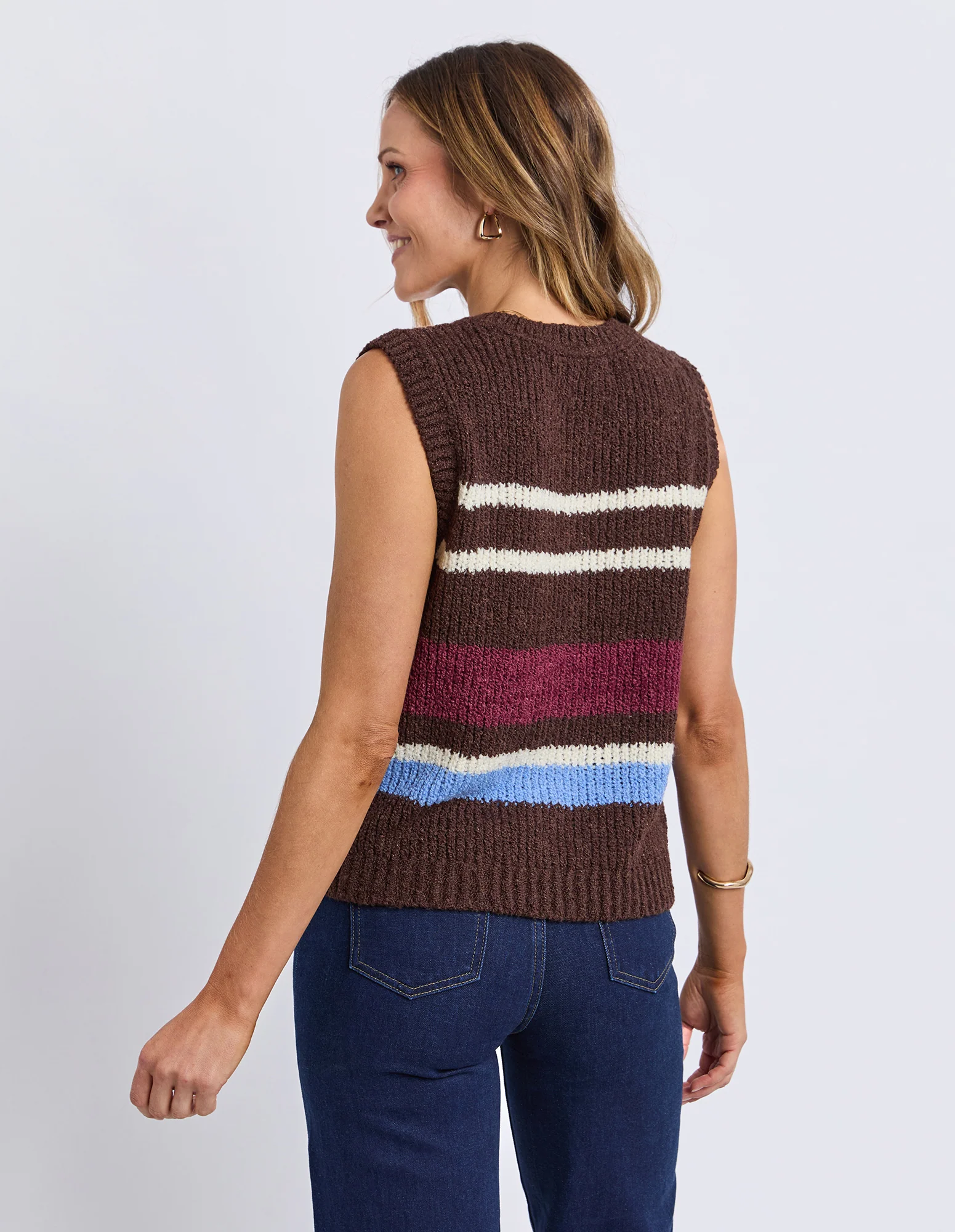 Delta Stripe Knit Chocolate Multi Str - Image 4