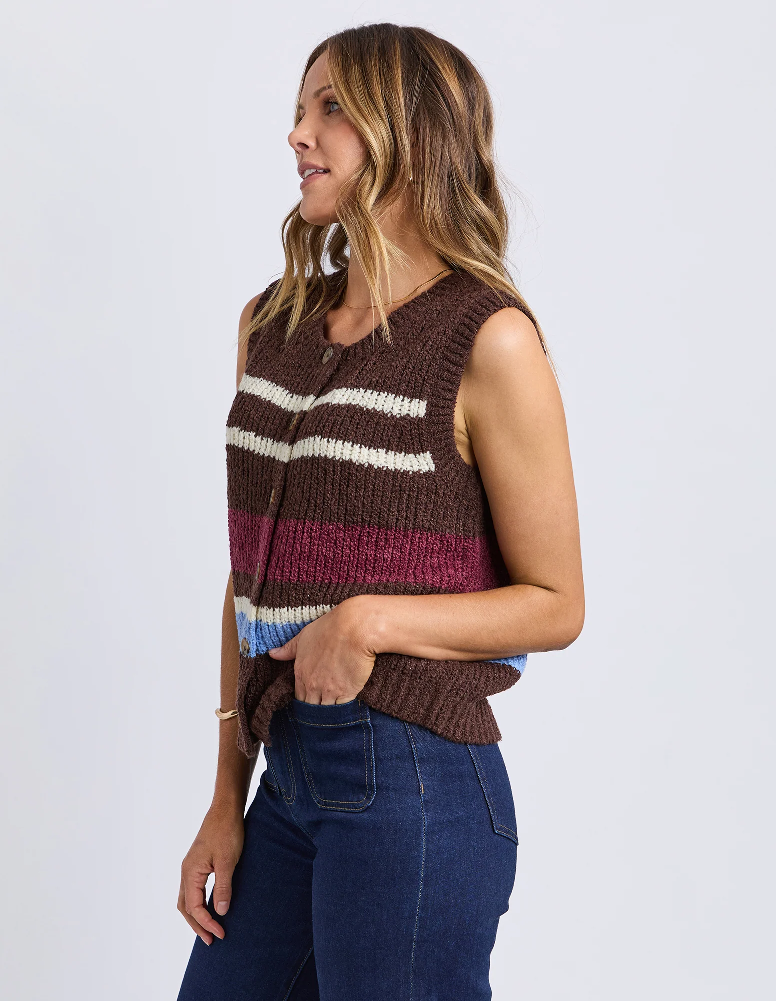 Delta Stripe Knit Chocolate Multi Str - Image 5