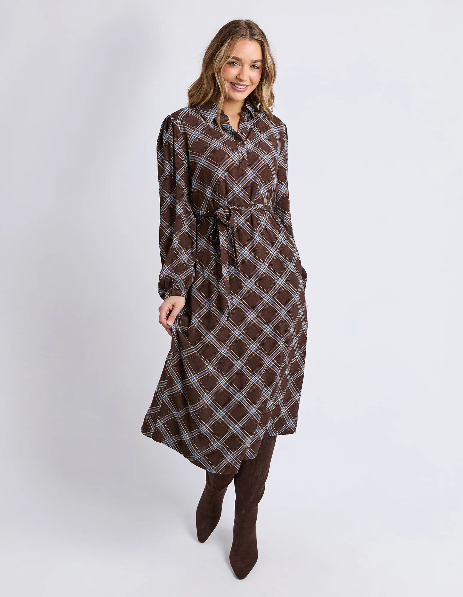 Edison Check Dress Chocolate Check - Image 3