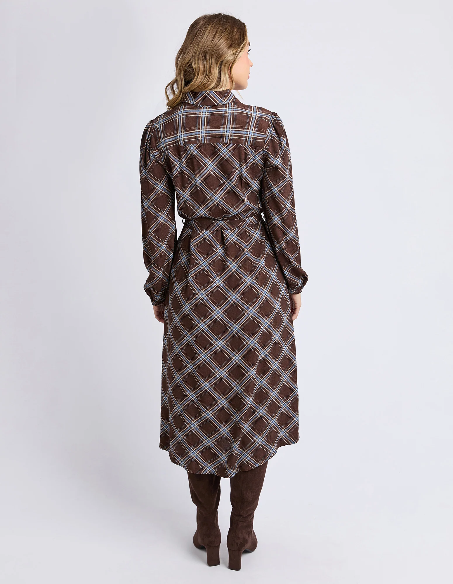 Edison Check Dress Chocolate Check - Image 4