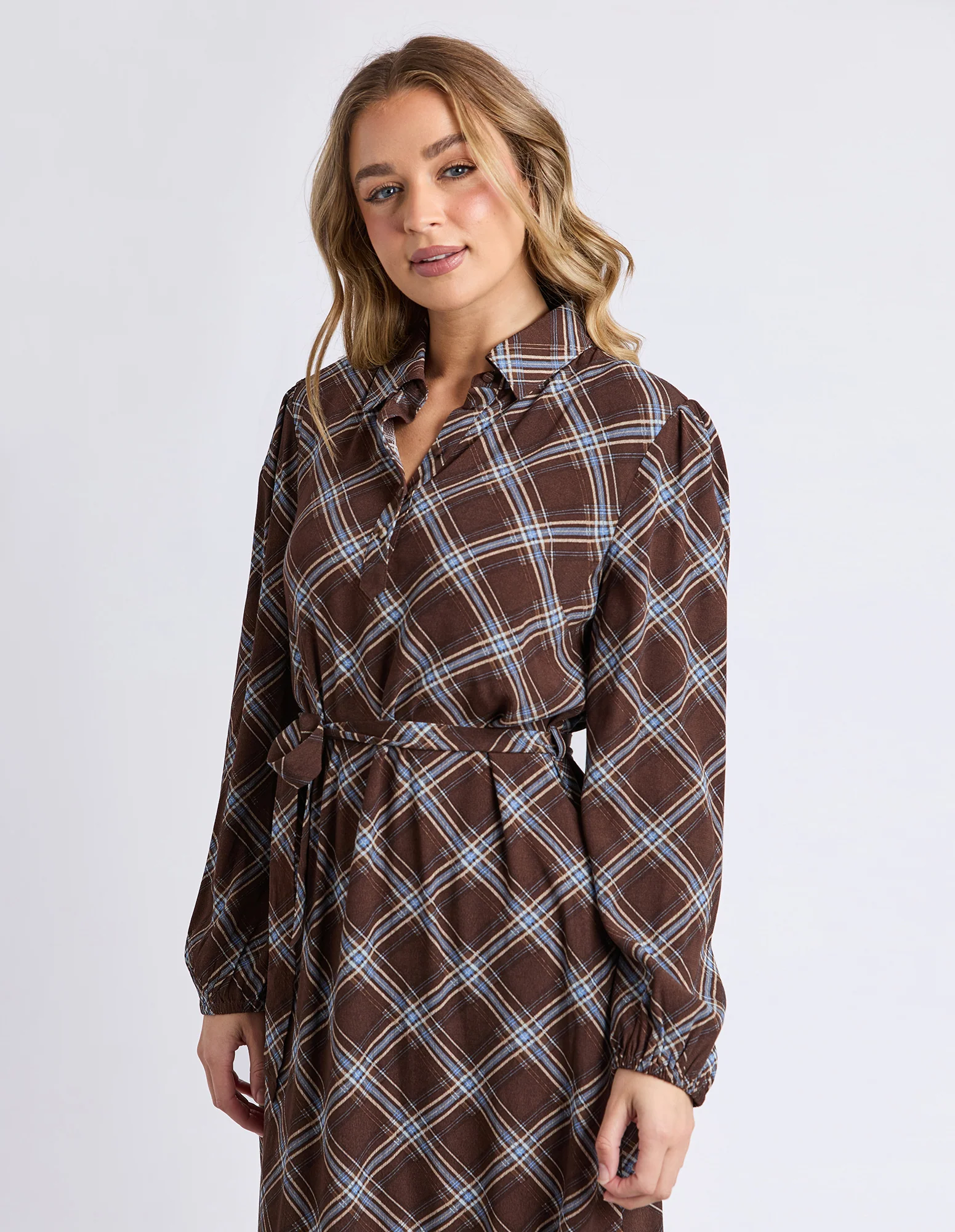 Edison Check Dress Chocolate Check - Image 5