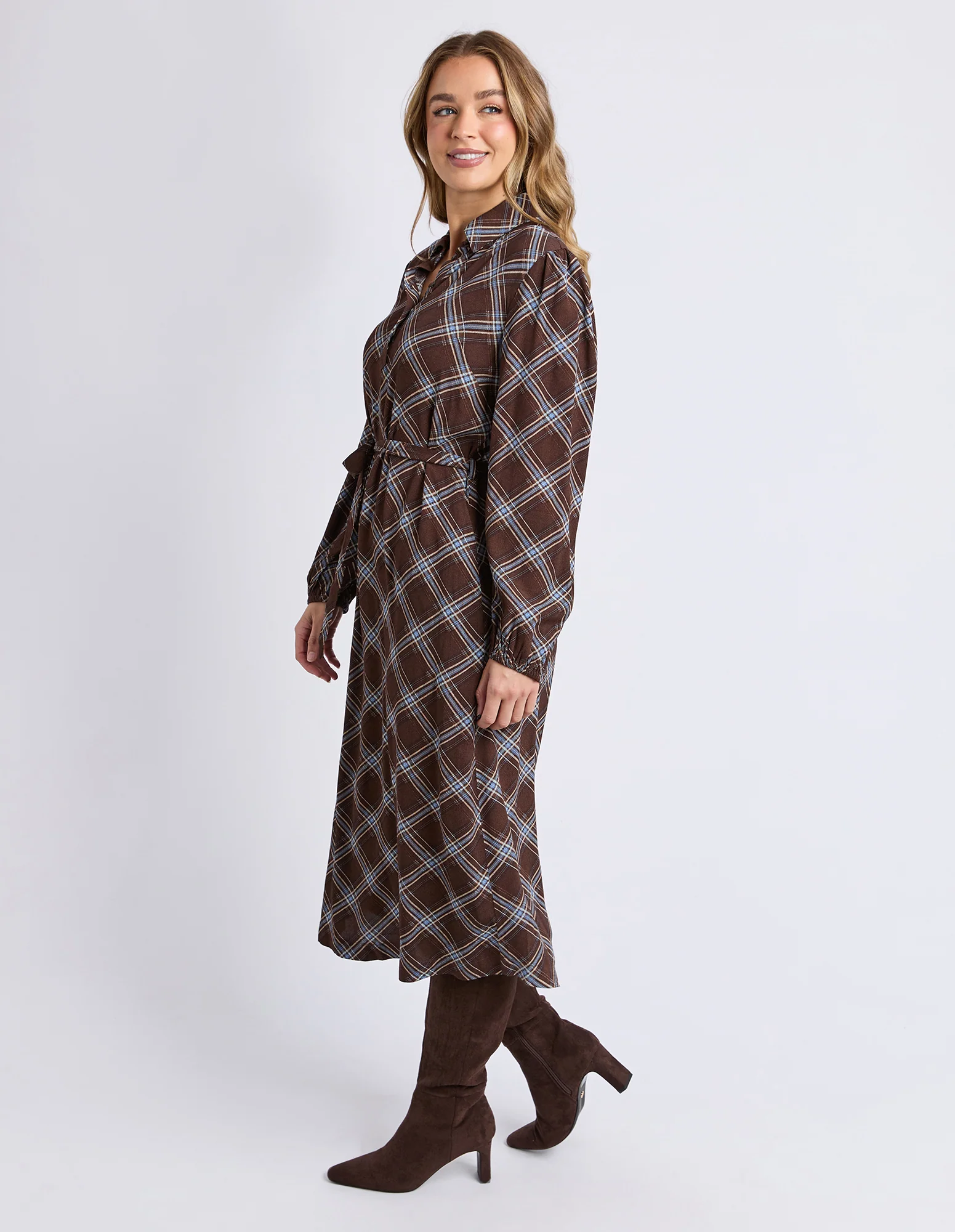 Edison Check Dress Chocolate Check - Image 7