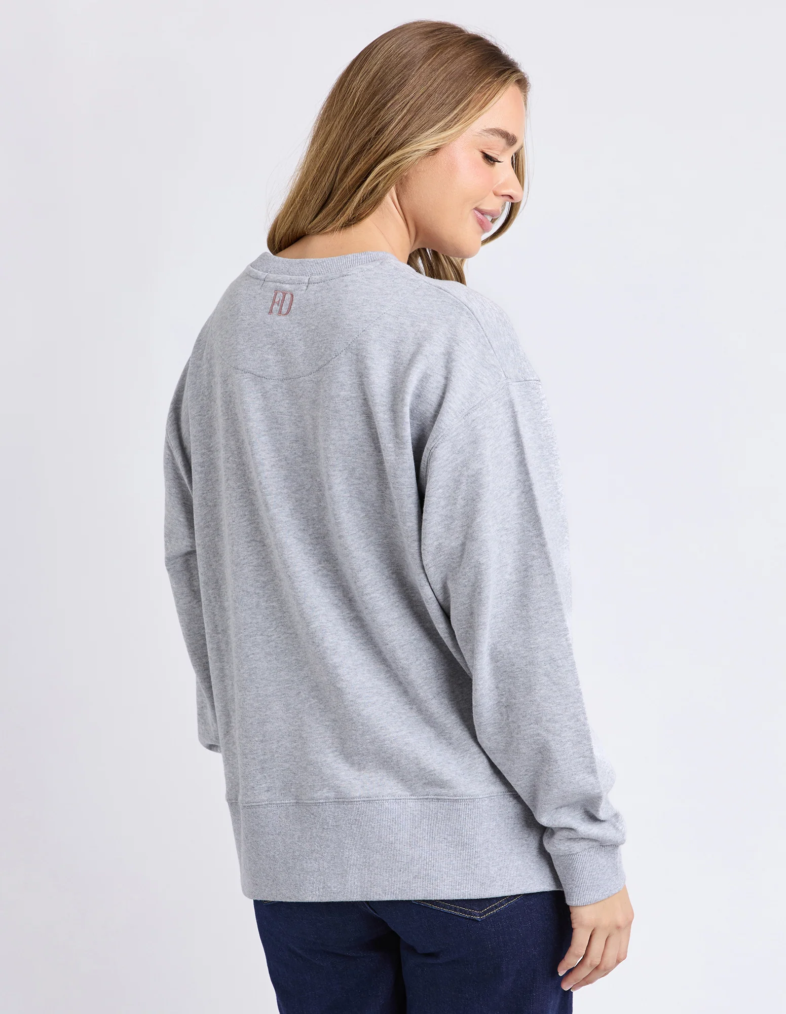 Effortless Contrast Crew Grey Marle - Image 4