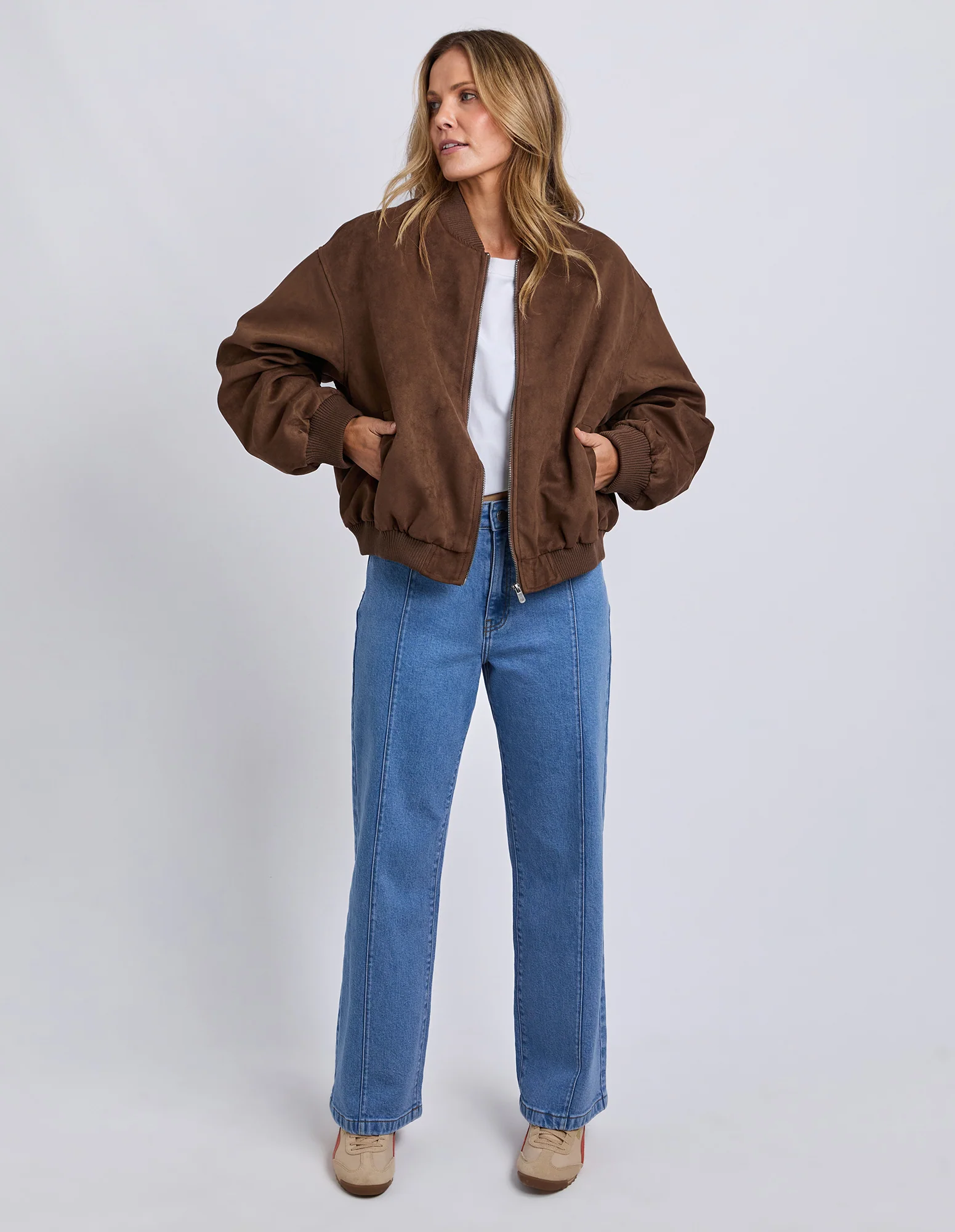 Evie Faux Suede Bomber Chocolate - Image 3