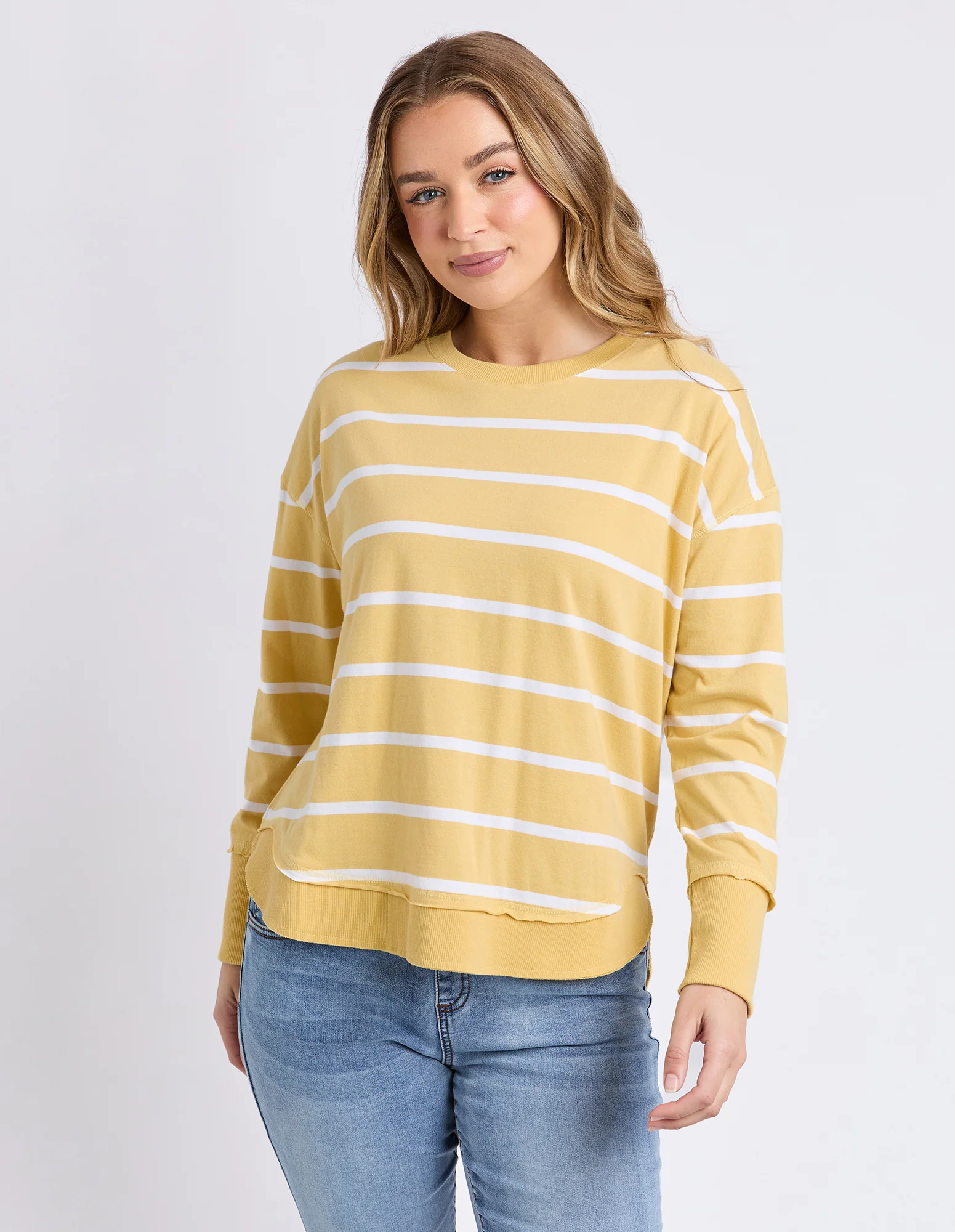 Farrah Stripe Long Sleeve Butter/White Stripe