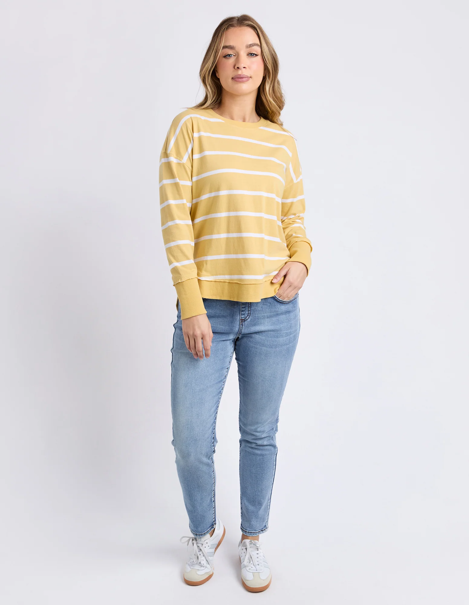 Farrah Stripe Long Sleeve Butter/White Stripe - Image 2