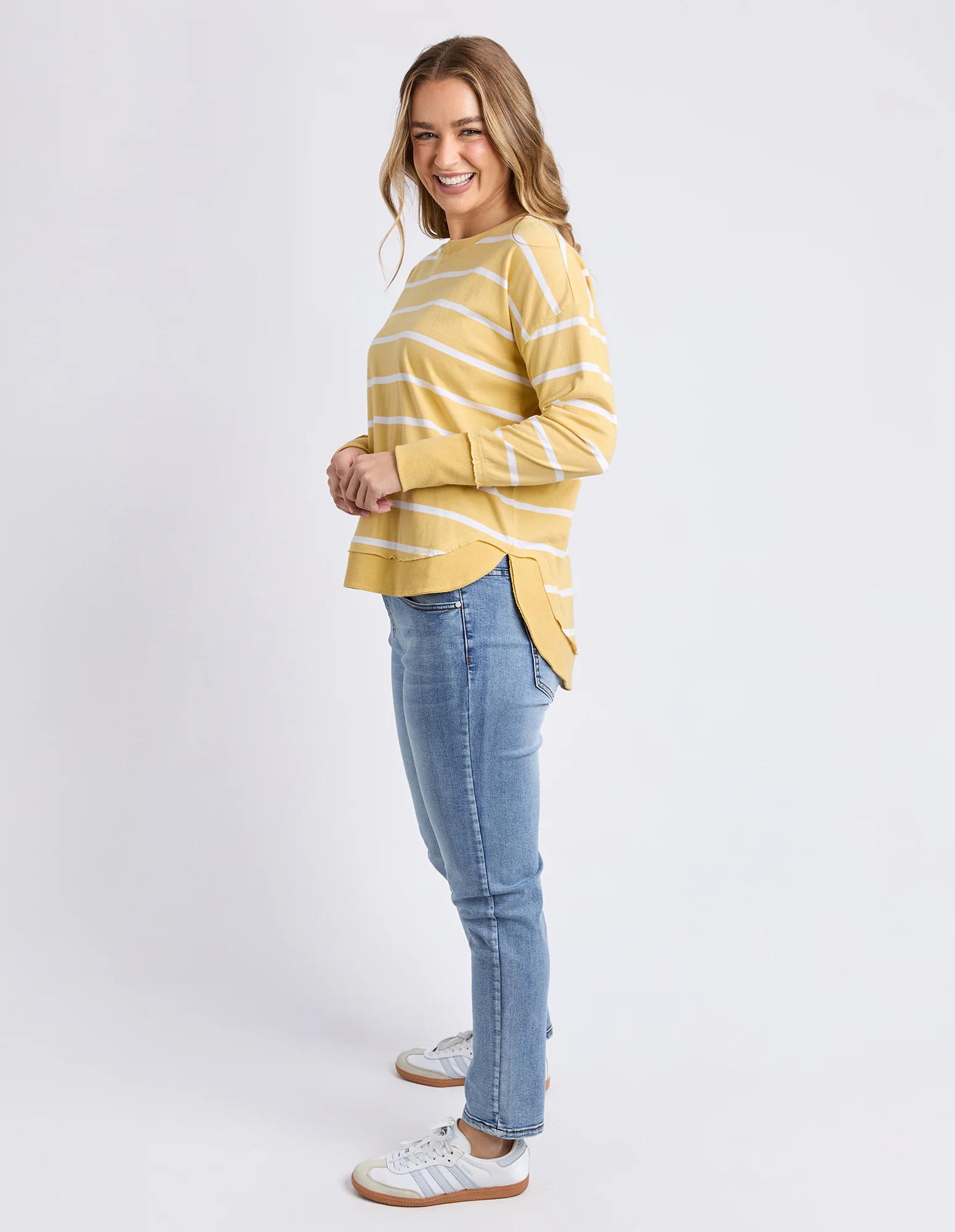 Farrah Stripe Long Sleeve Butter/White Stripe - Image 6
