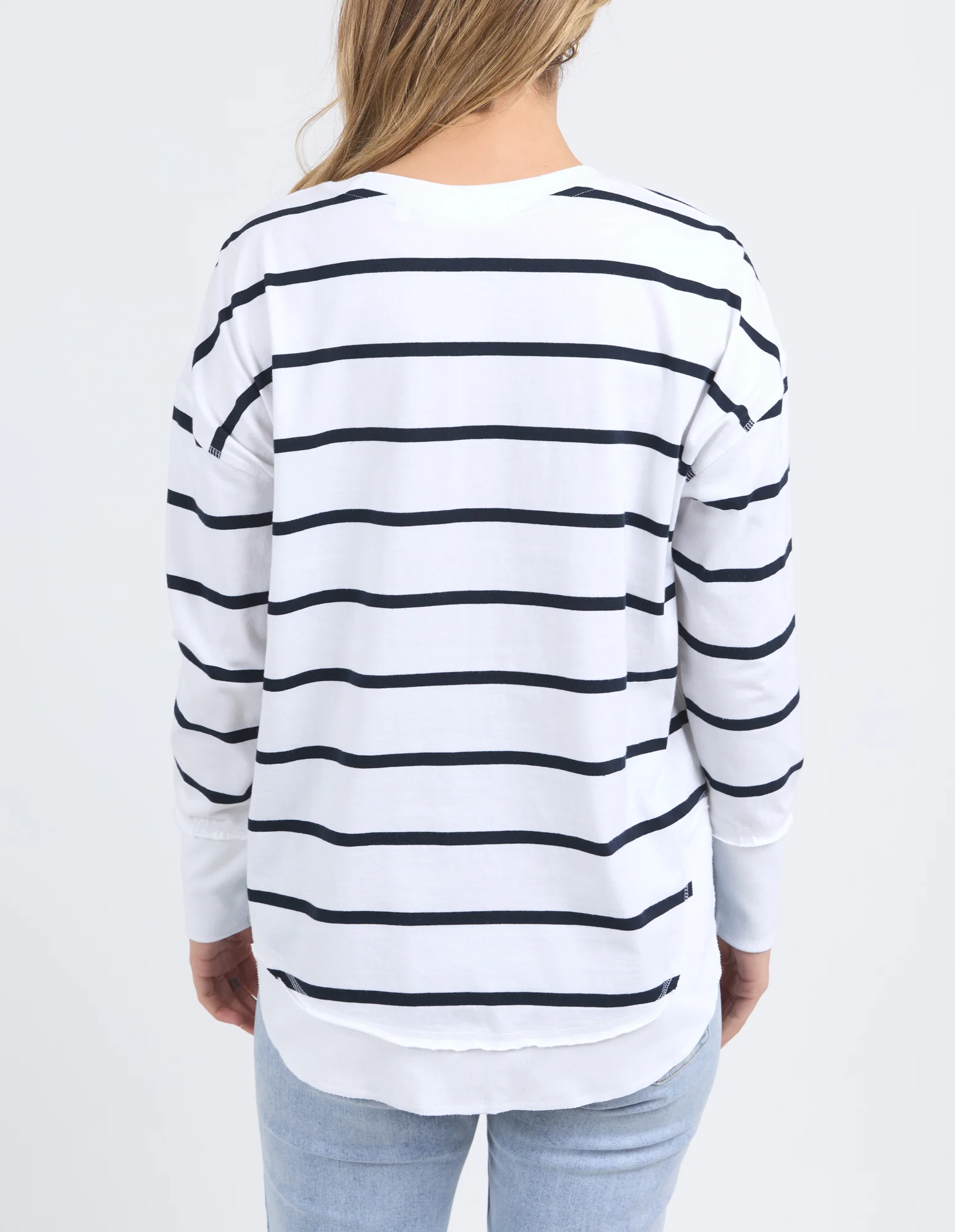 Farrah Stripe Long Sleeve White/ Navy - Image 2
