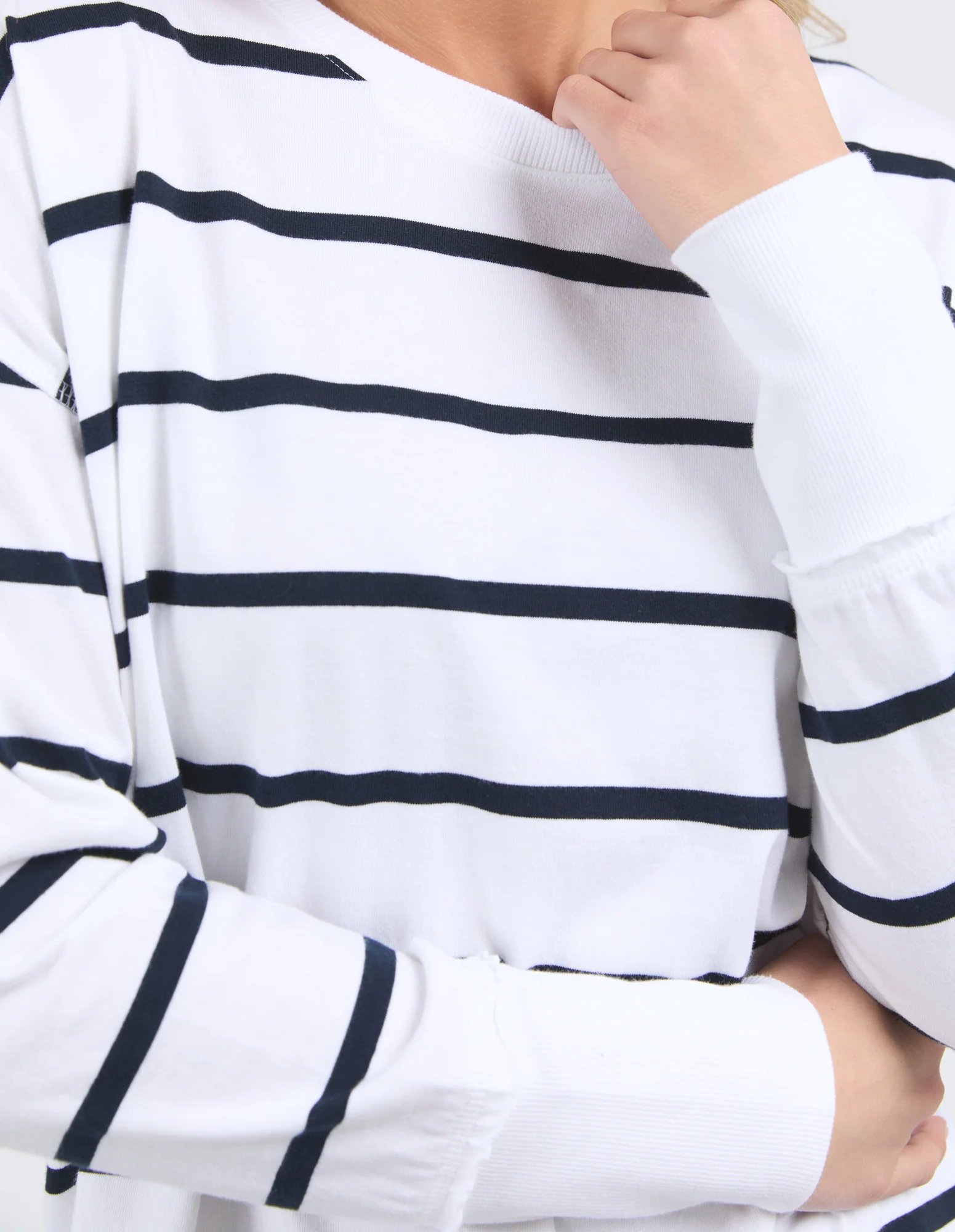 Farrah Stripe Long Sleeve White/ Navy - Image 6