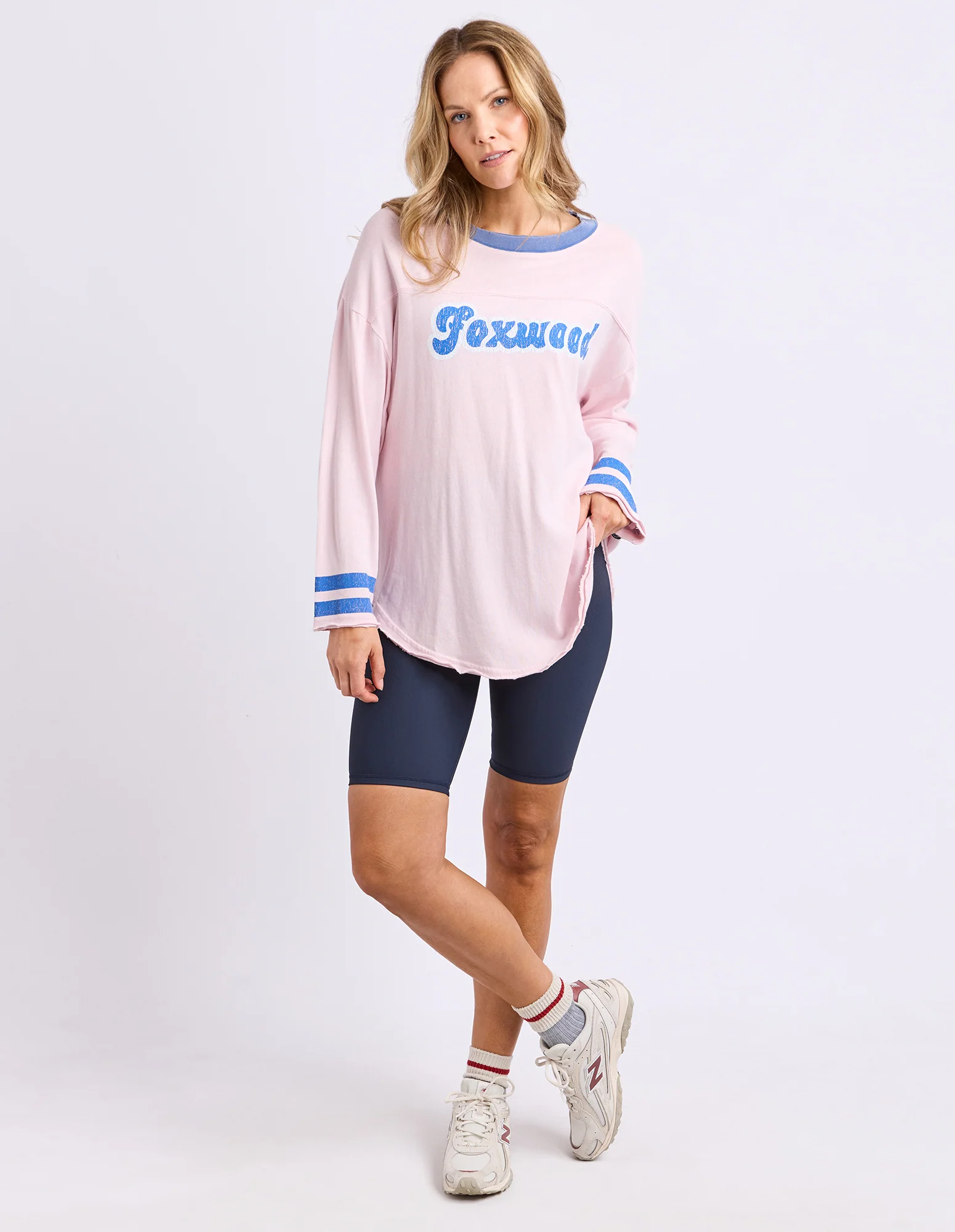Foxwood Ringer Long Sleeve Tee Pale Pink - Image 3