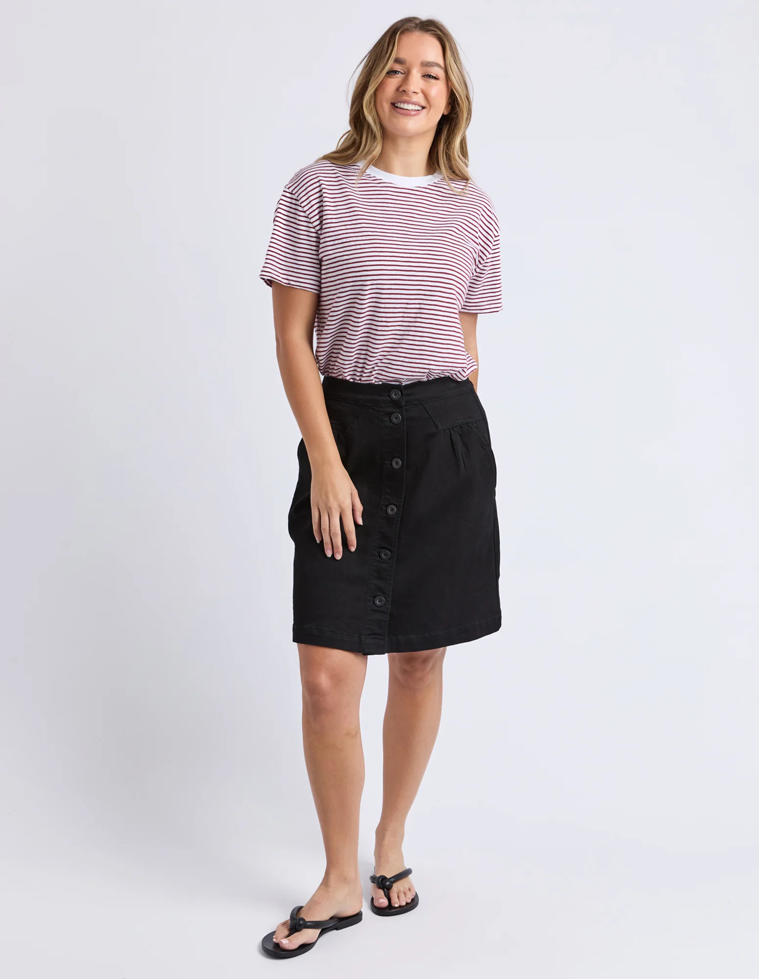 Hutch Stripe Tee Russet Brown Stripe - Image 2