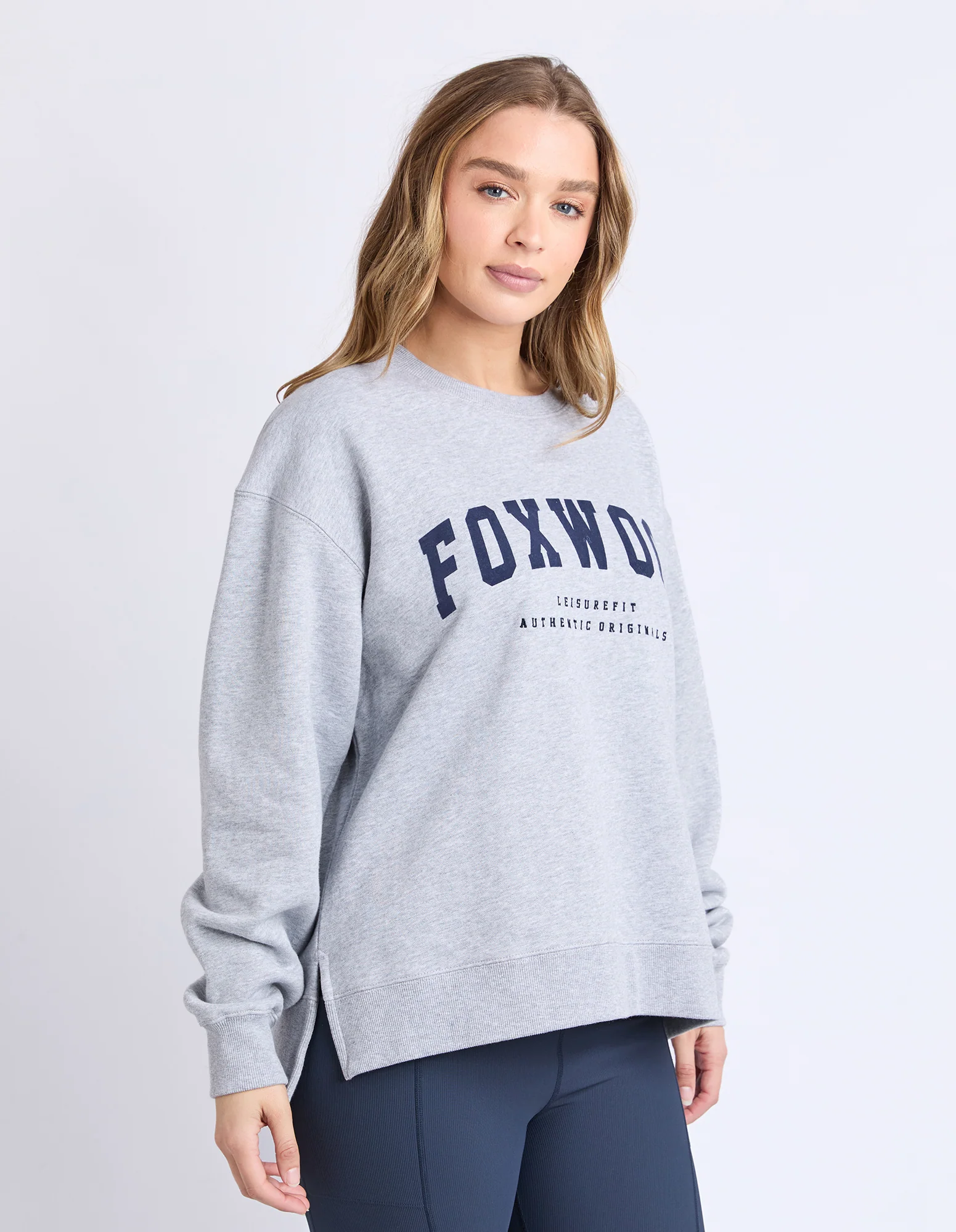 Intention Oversized Crew Grey Marle/Navy - Image 4