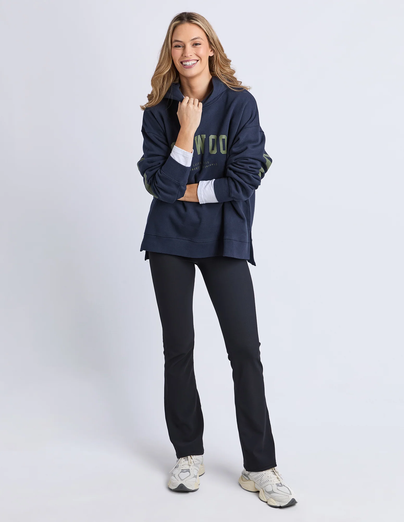 Interval Hoodie Navy With Khaki - Image 3