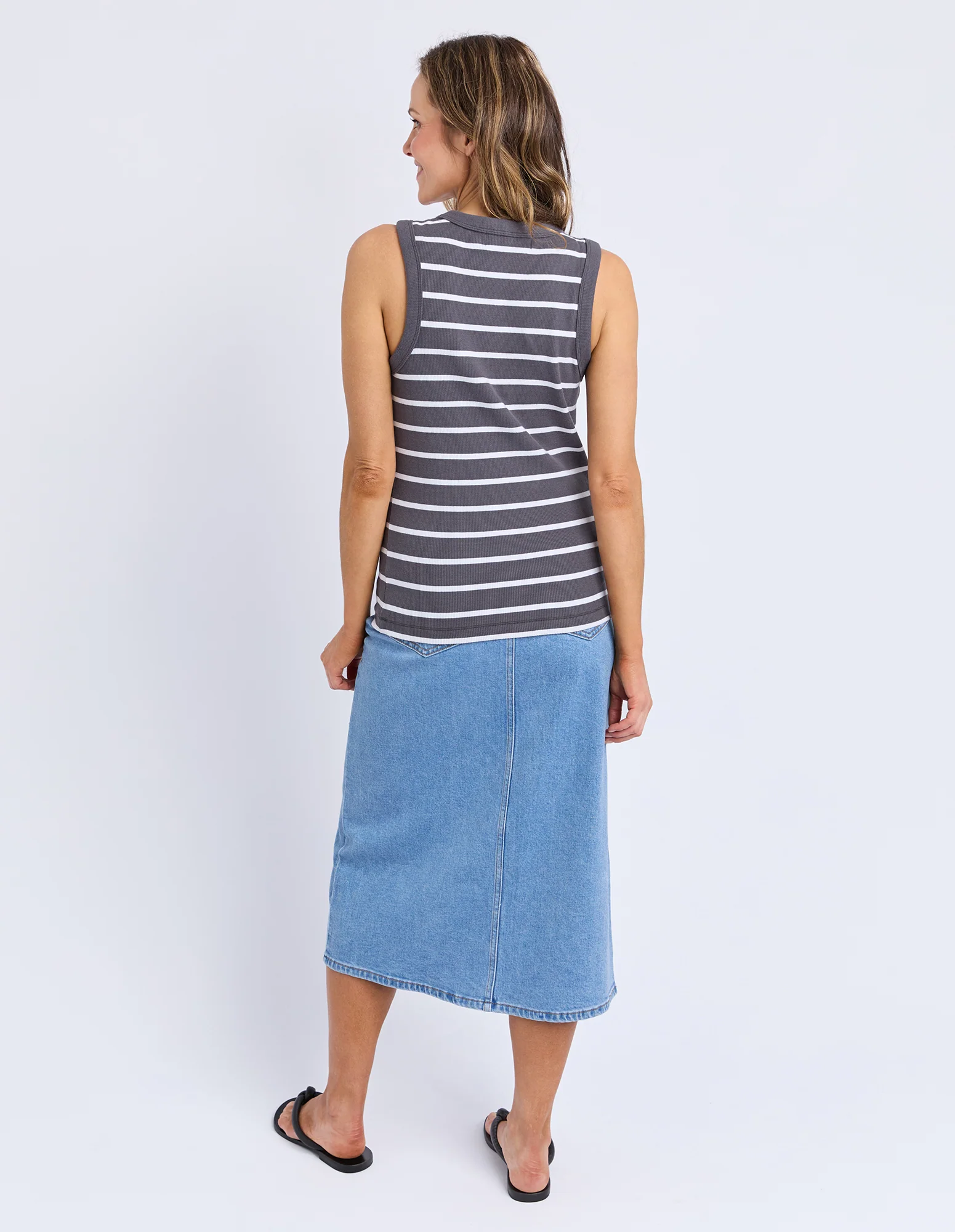 Iris Stripe Tank Charcoal & White - Image 3