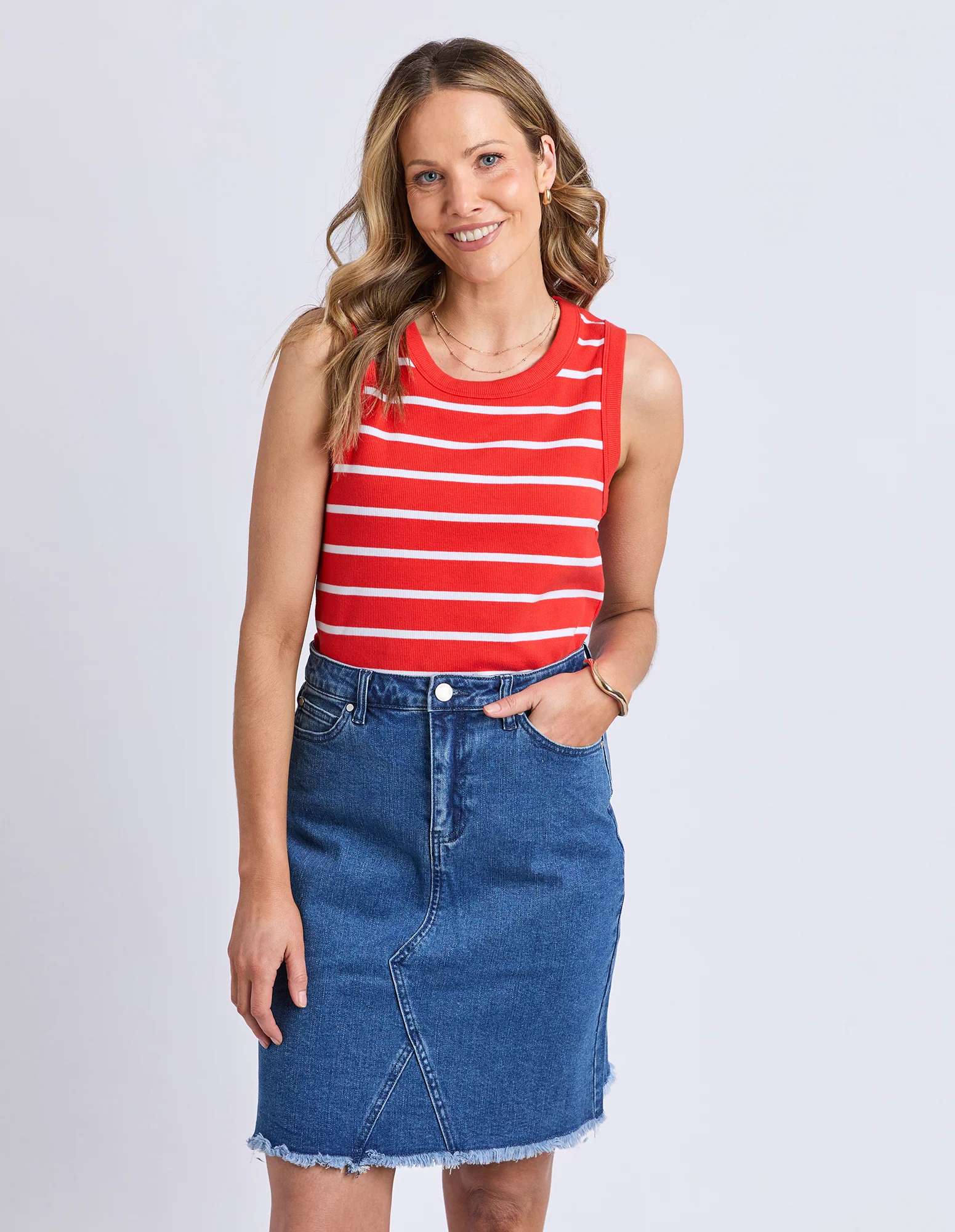 Iris Stripe Tank Tangelo / White Str