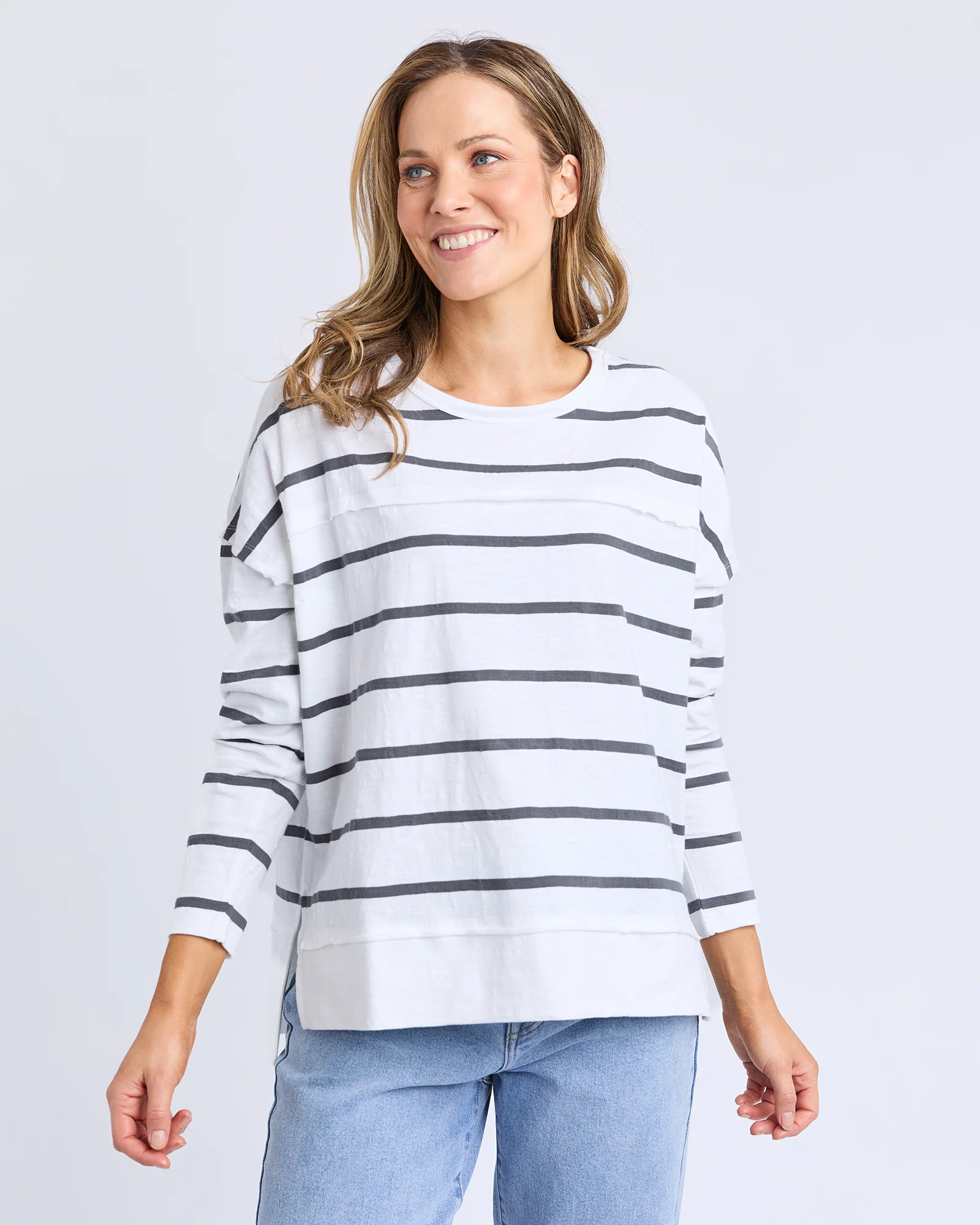 Jayne Stripe Throw On Top White & Charcoal