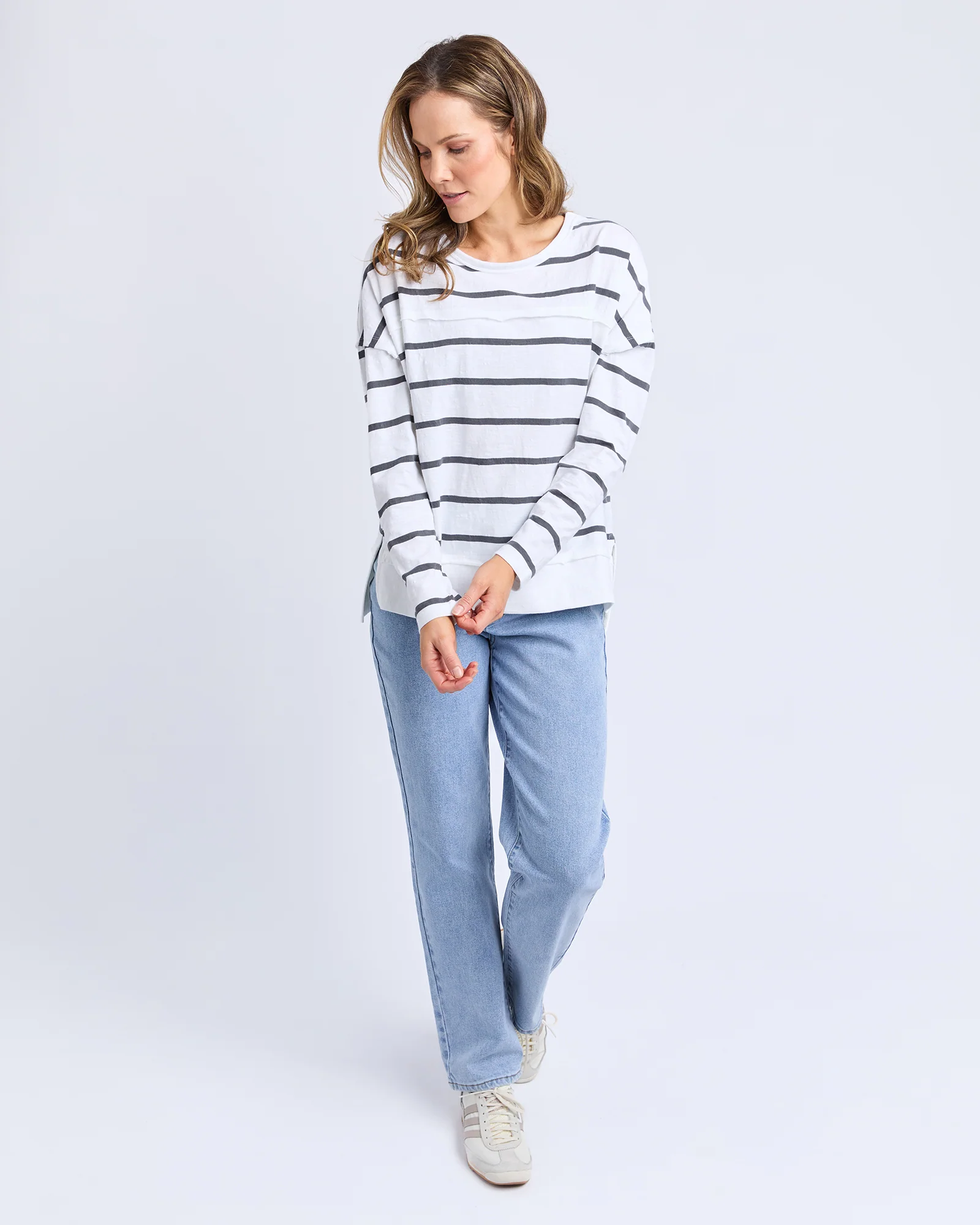 Jayne Stripe Throw On Top White & Charcoal - Image 2