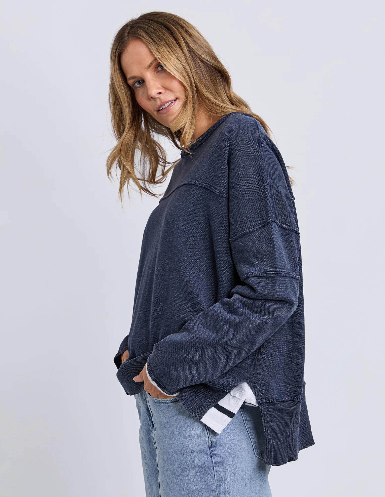 Jayne Throw On Knit Dark Sapphire - Image 4