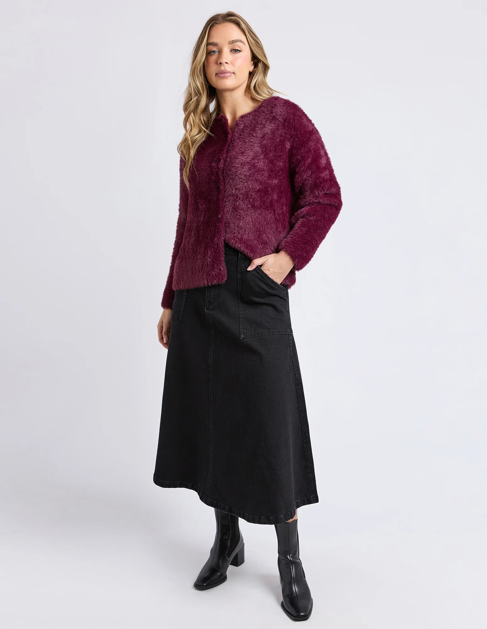 Kenny Button Cardi Windsor Wine - Image 3