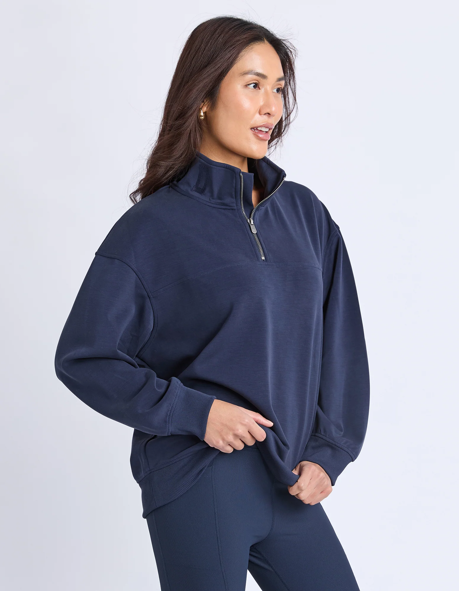 Luxe Zip Crew Navy - Image 4