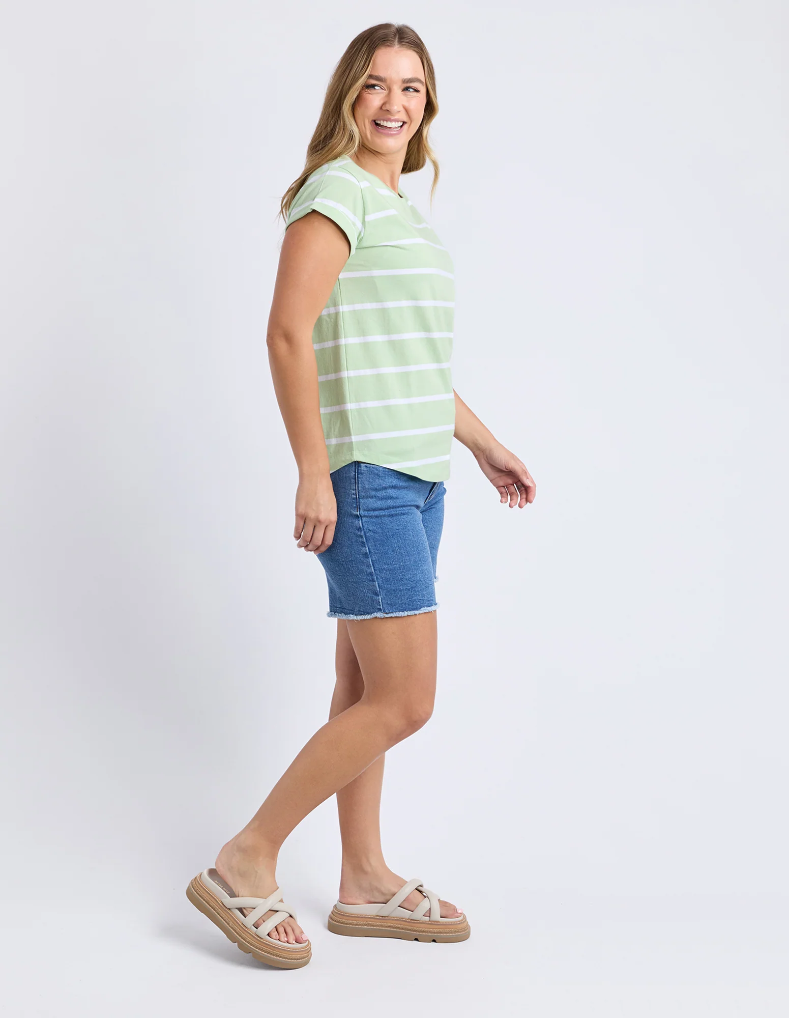 Manly Stripe Tee Mint With Wht Str - Image 6