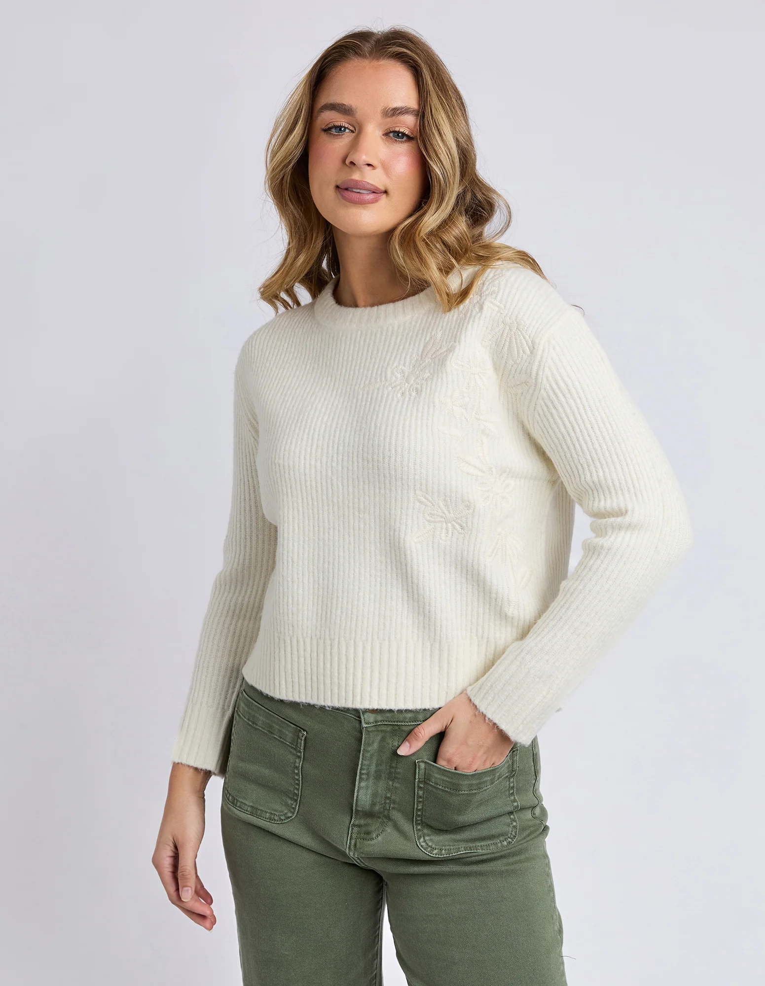 Marla Floral Knit Vintage White - Image 2