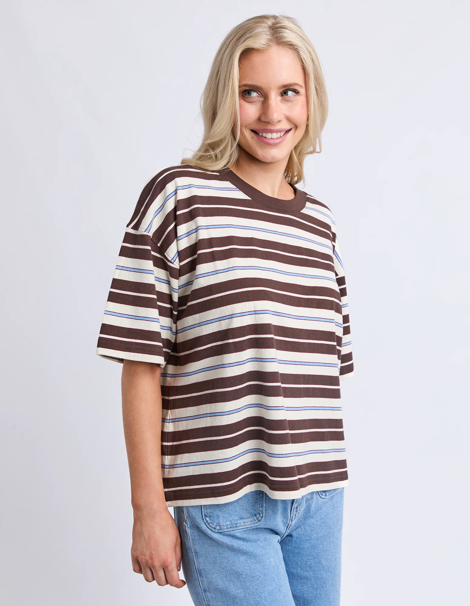 Nika Stripe Short Sleeve Coffee - Image 4