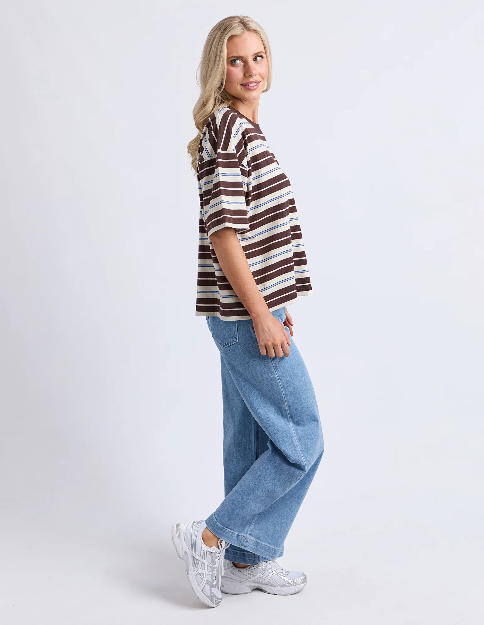 Nika Stripe Short Sleeve Coffee - Image 6
