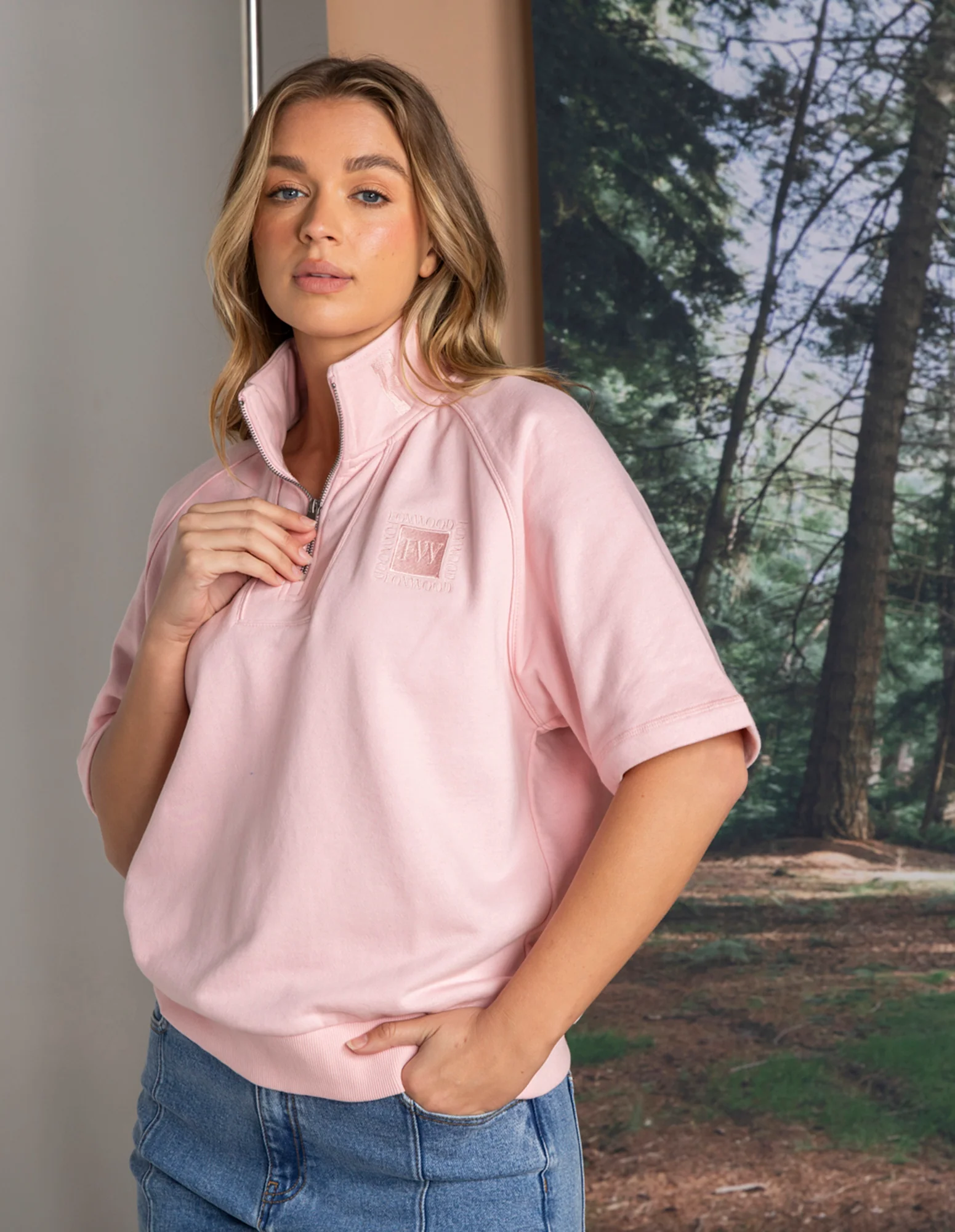 Piped Crew Solid Pale Pink