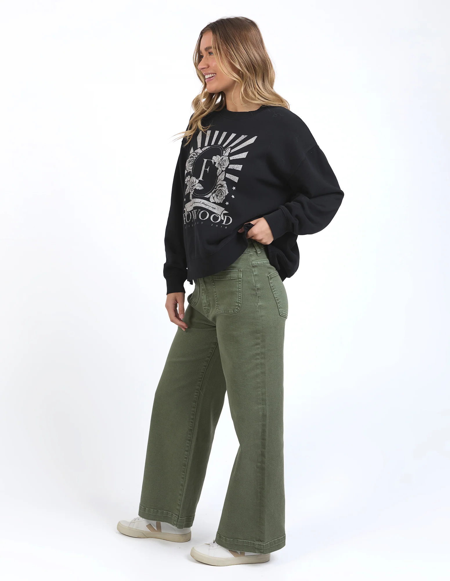 Sarah Wide Leg Jean Washed Green - Image 7