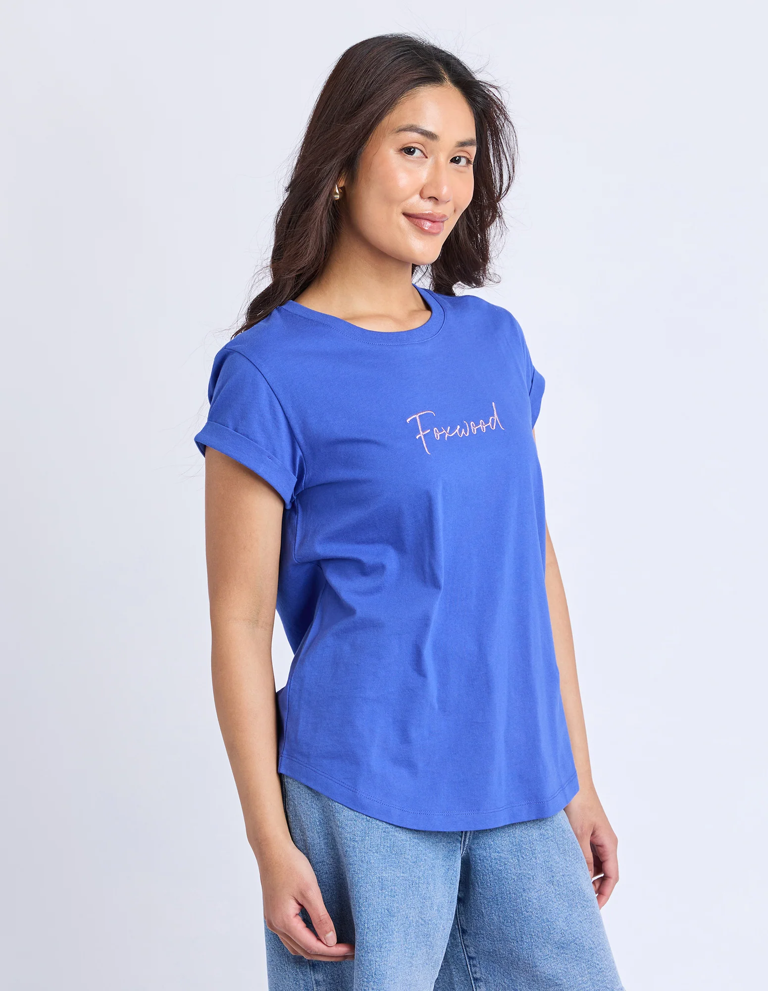 Signature Contrast Tee Blue With Lilac - Image 4