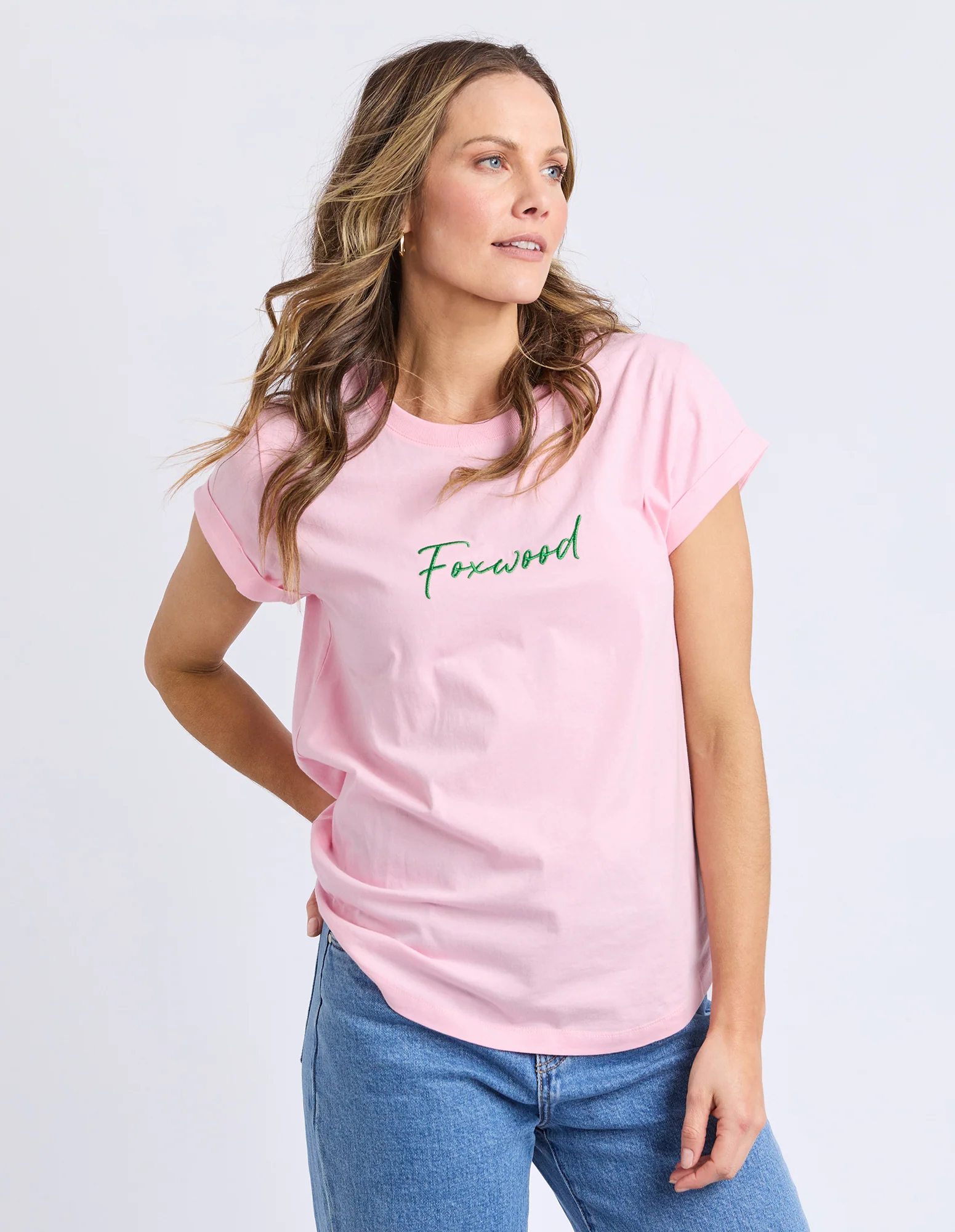 Signature Contrast Tee Pnk With Emerald Grn - Image 4