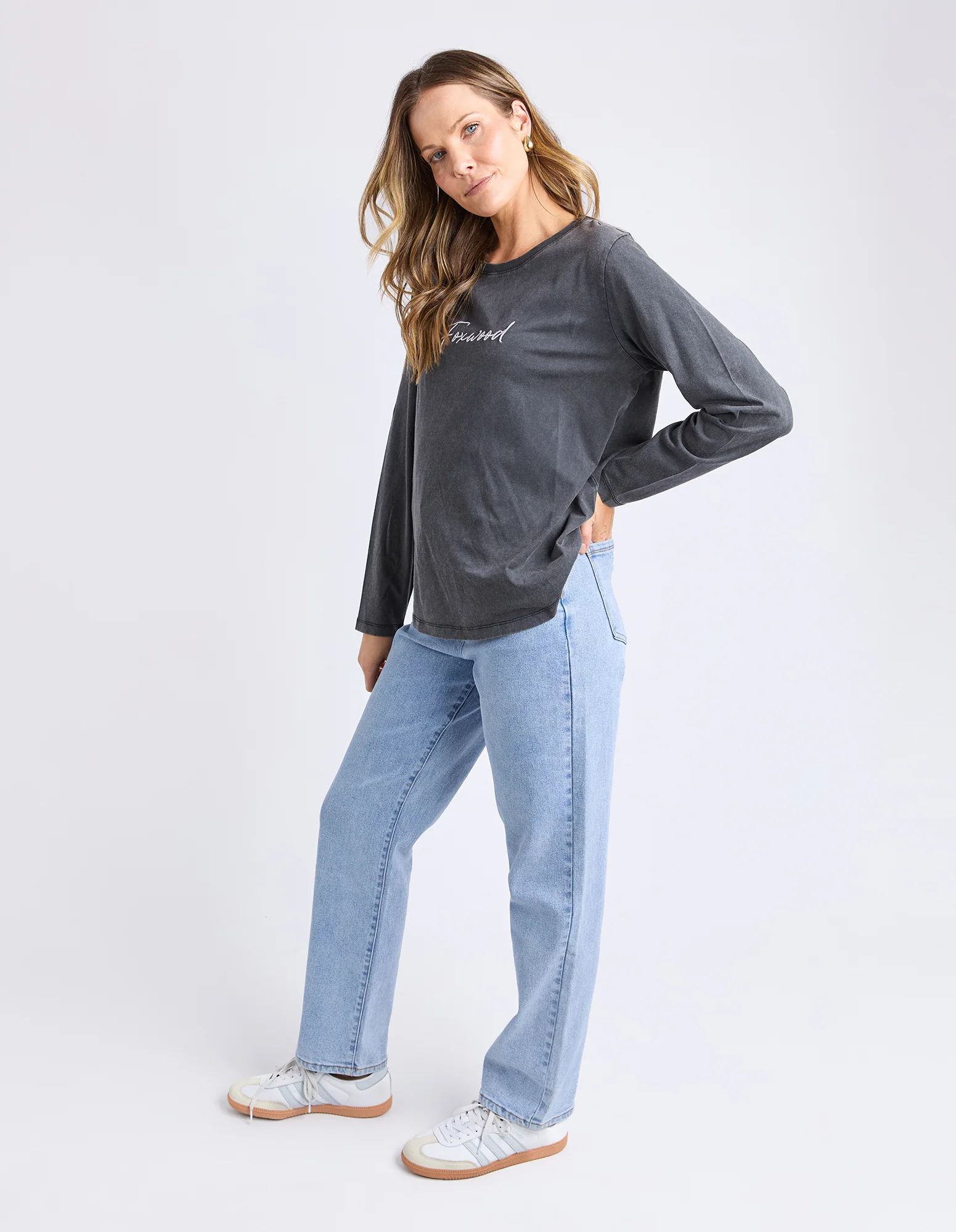 Signature Long Sleeve Tee Washed Black - Image 6