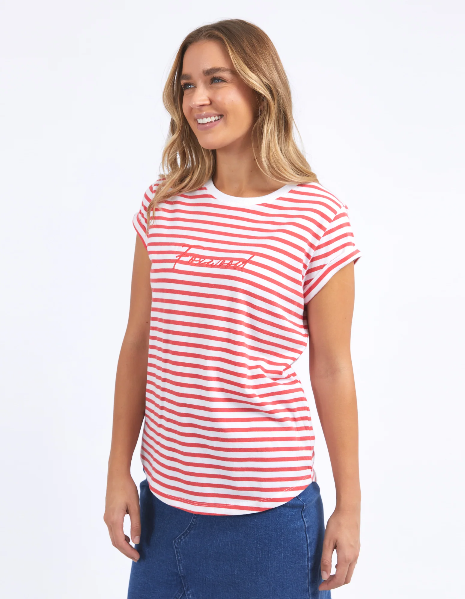 Signature Tee Cayenne/White Stripe - Image 4