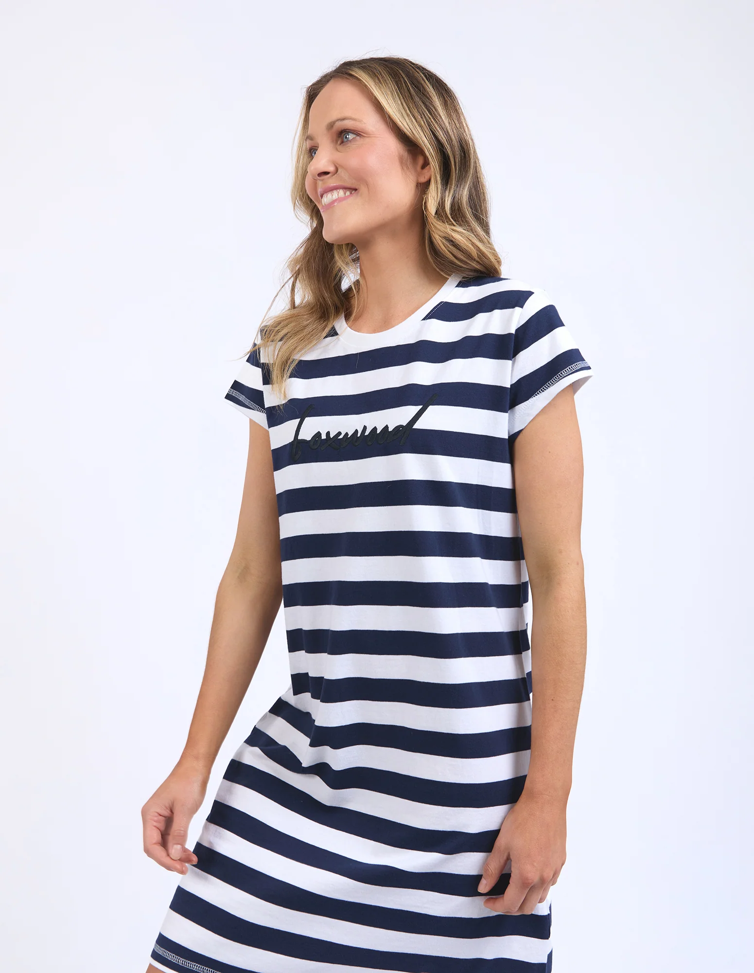 Signature Tee Dress Navy & White Stripe - Image 4