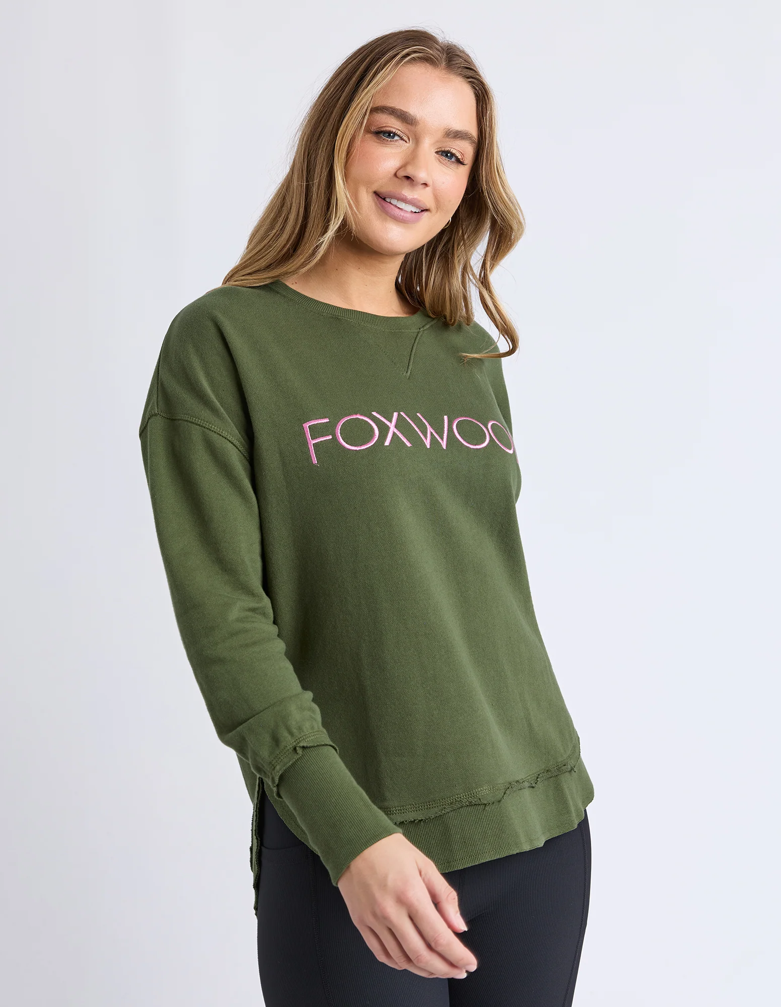 Simplified Metallic Crew Olive With Pink - Image 4
