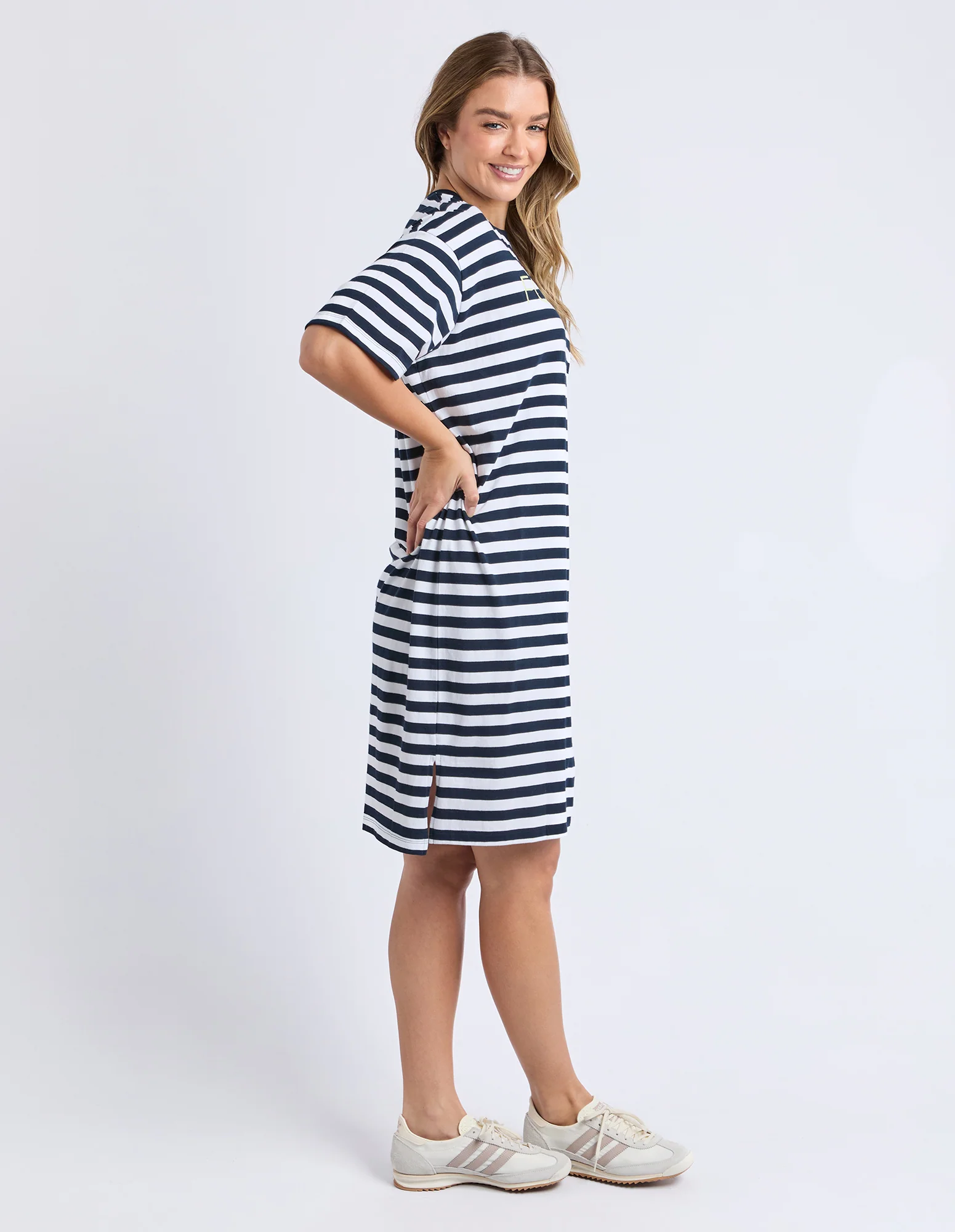 Simplified Stripe Tee Dress Navy & White Stripe - Image 6