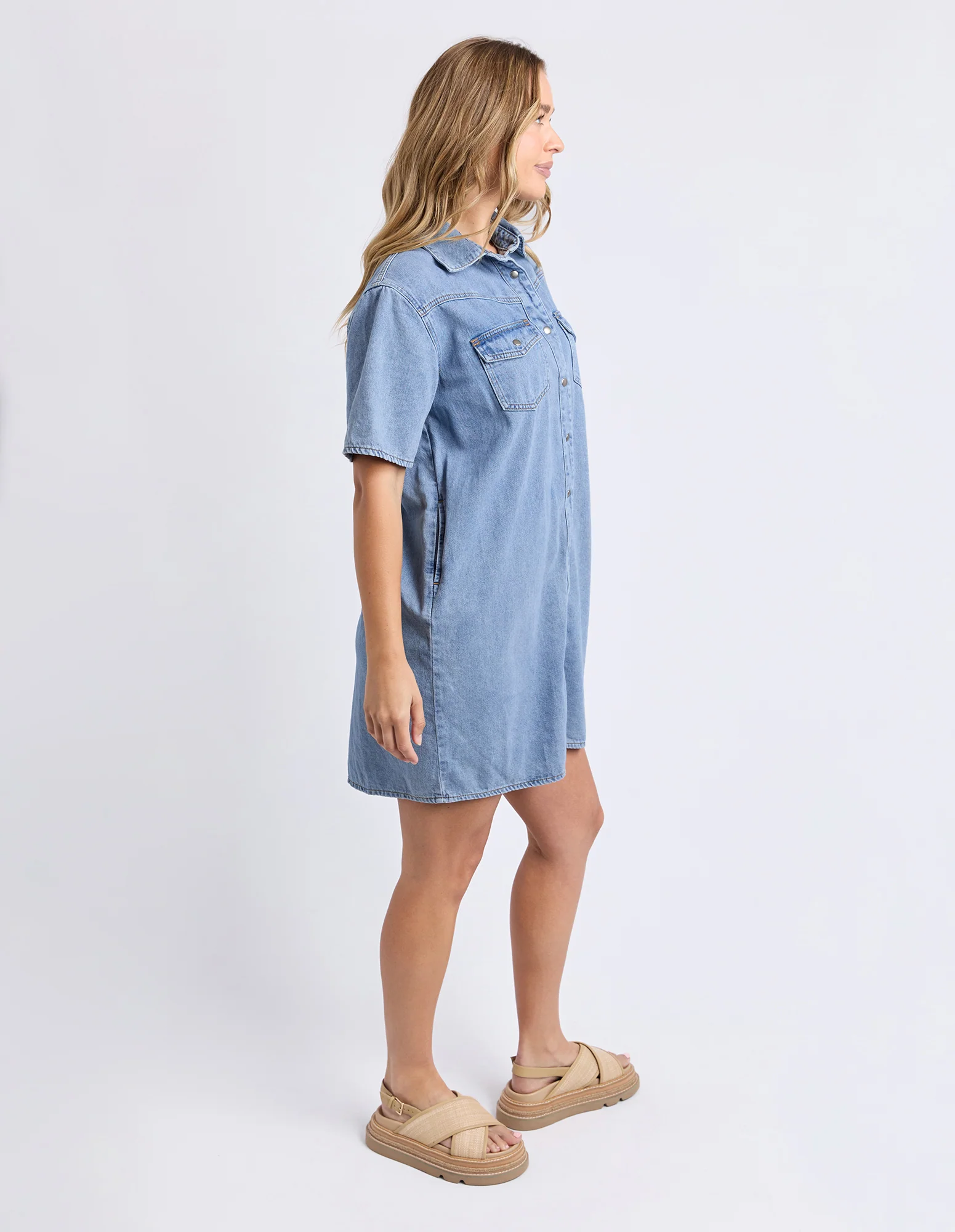 Sorcha Denim Dress Light Blue - Image 6