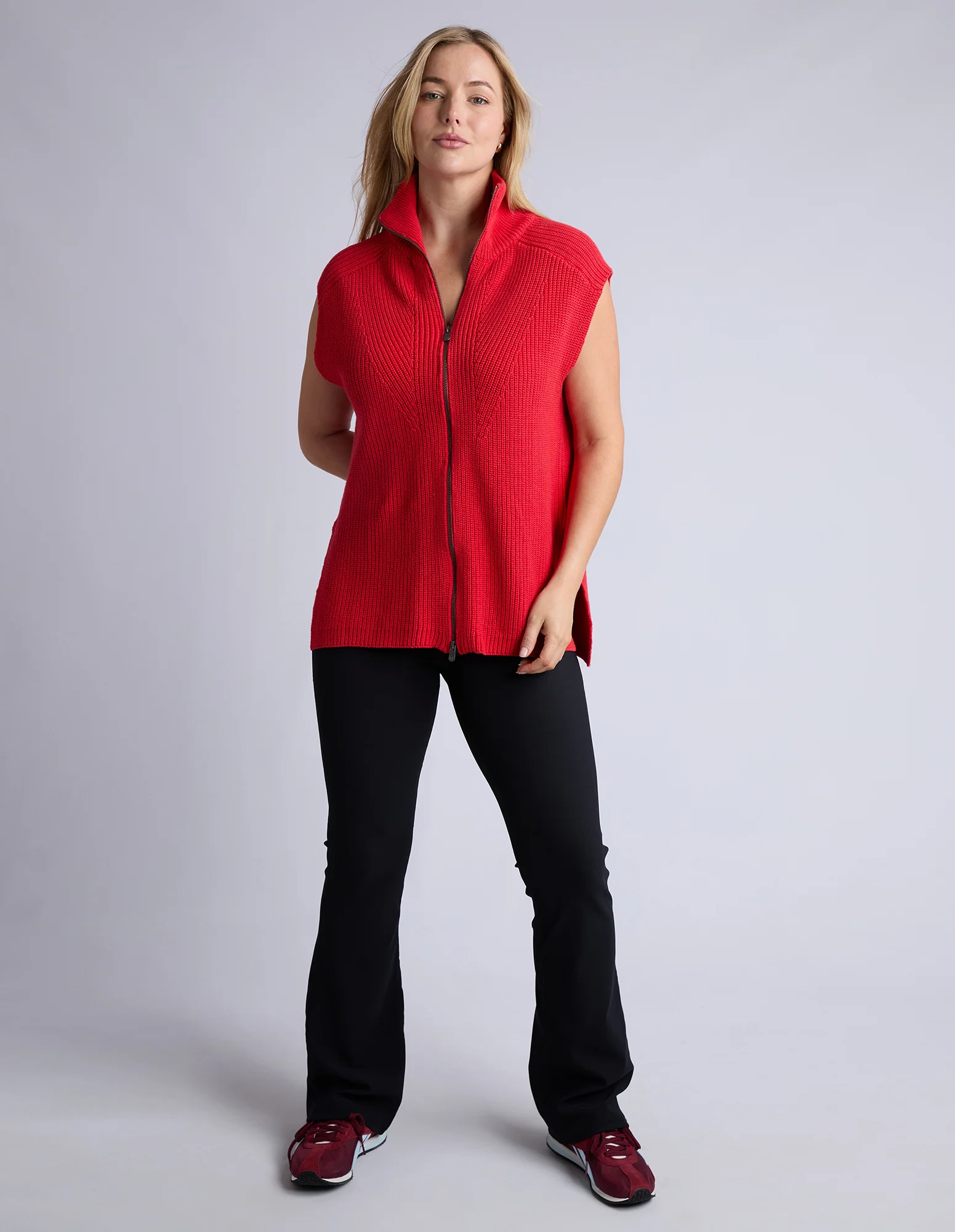 Zip Knit Vest Red