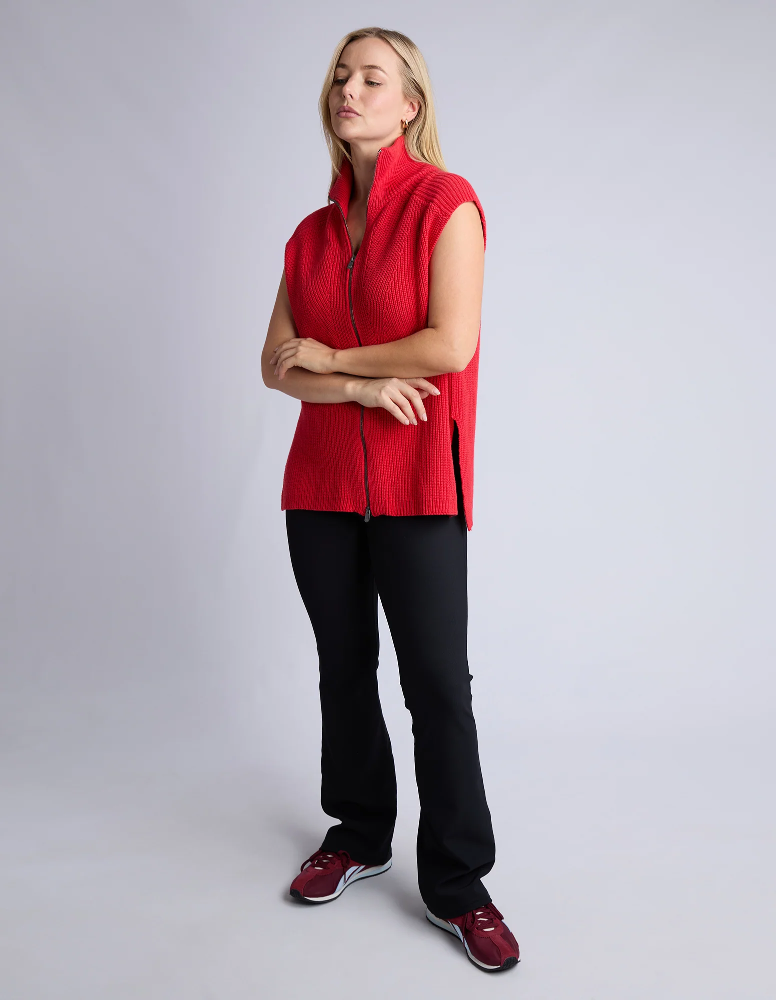 Zip Knit Vest Red - Image 6